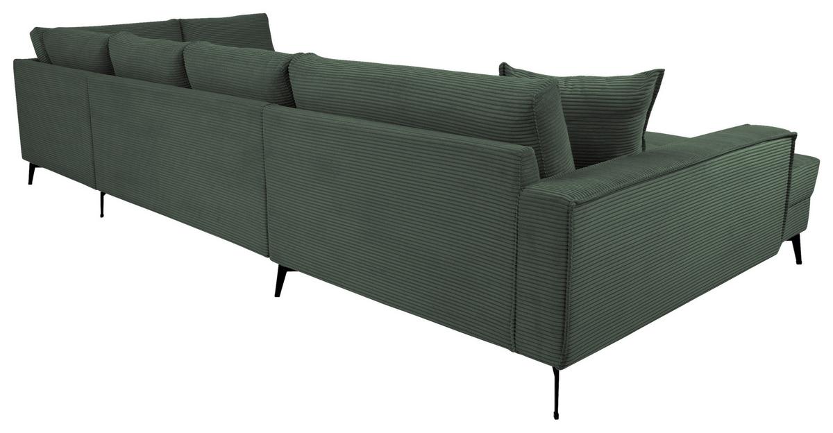 Wohnlandschaft Zero D-Grün U-Form 195x362x173cm - Dunkelgrün/Schwarz, Trend, Textil (173/362/195cm)