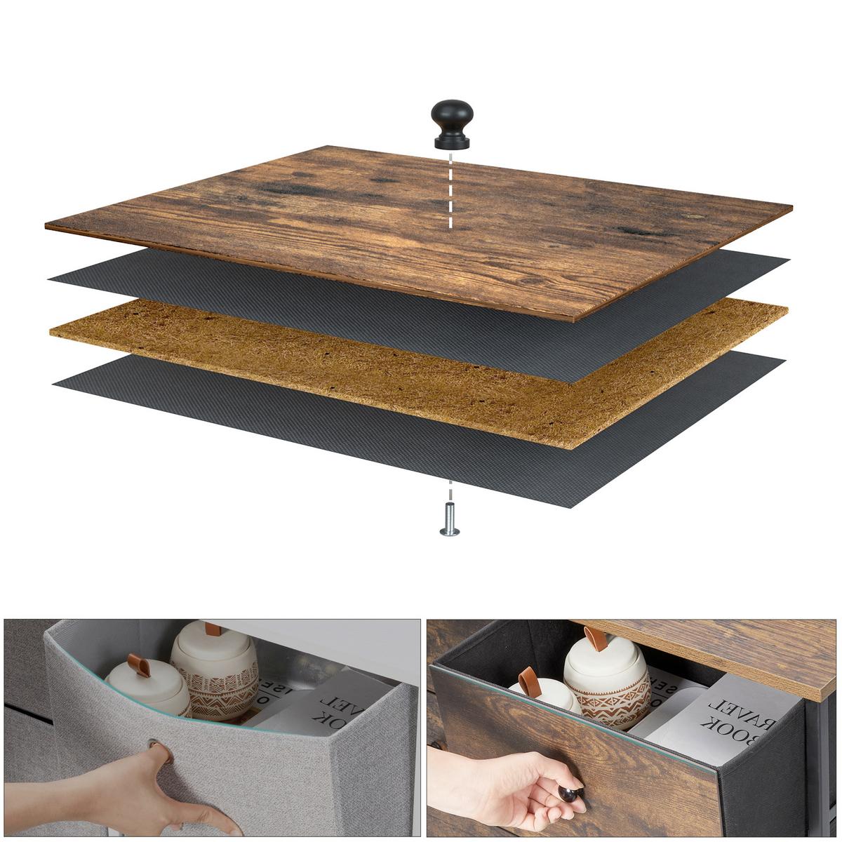 Kommode Schwarz/Dunkelbraun B: 56 cm - Dunkelbraun/Schwarz, Basics, Papier/Holzwerkstoff (56/93/30cm)