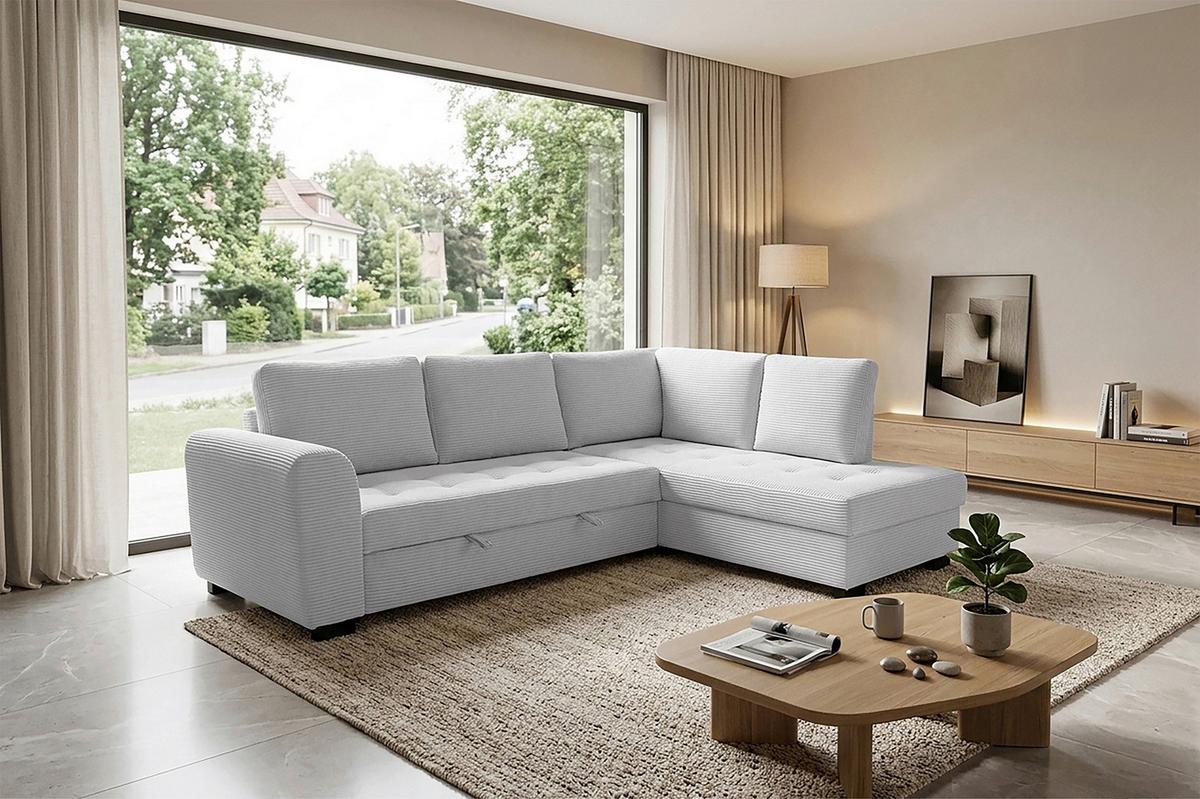 Ecksofa John Beigebraun S: 239x178 cm - Beigebraun/Schwarz, Trend, Textil (239/178cm)