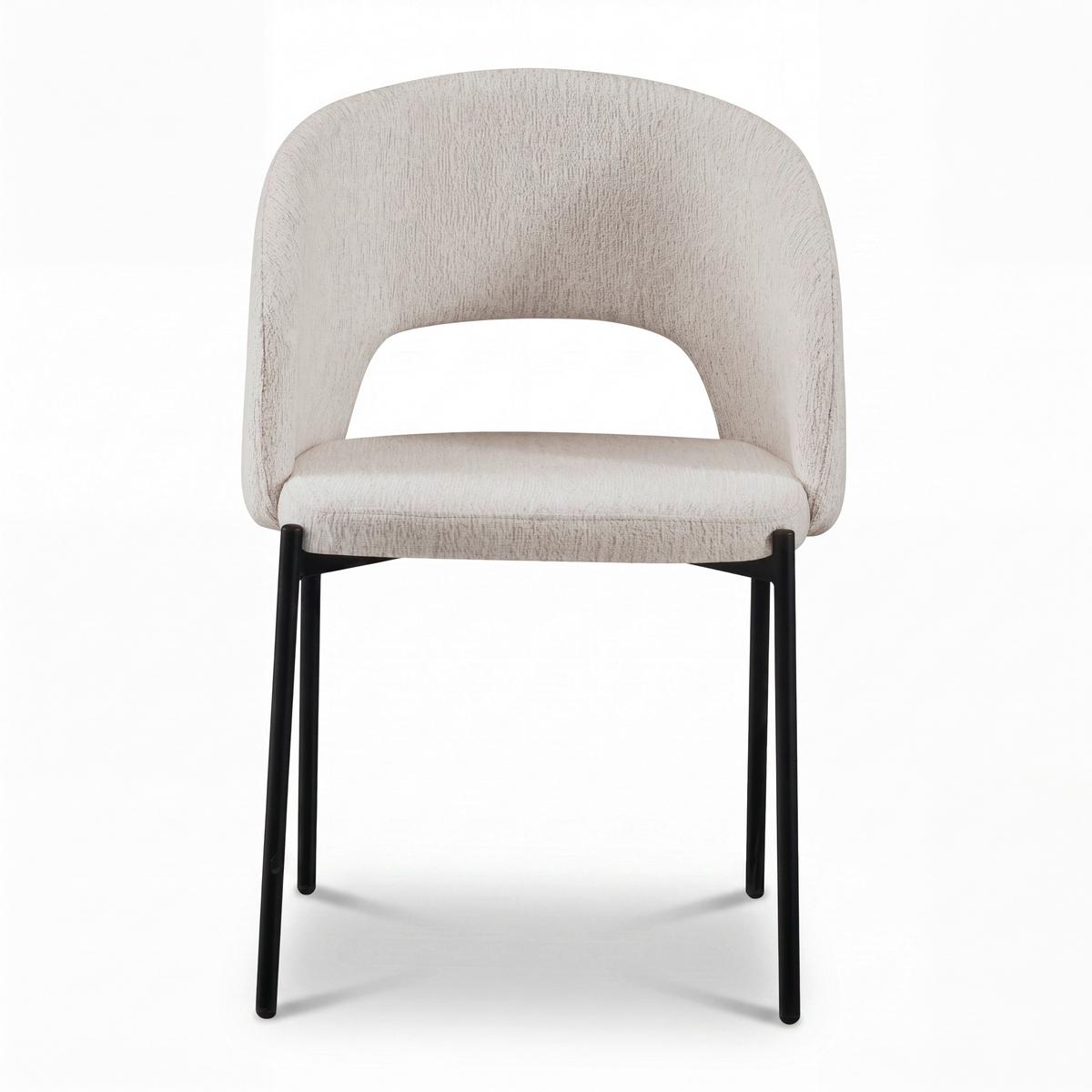 Stolička Nadiya ľanový vzhľad, čalúnené - čierna/krémová, Modern, kov/drevo (52/78/56cm) - Bessagi Home