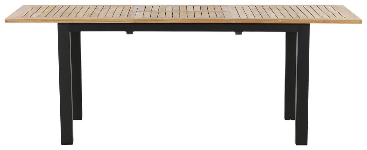 Gartentisch Panama Teakholz/Metall L 210 cm - Schwarz/Teakfarben, KONVENTIONELL, Holz/Metall (210/90/75cm) - Gardenson