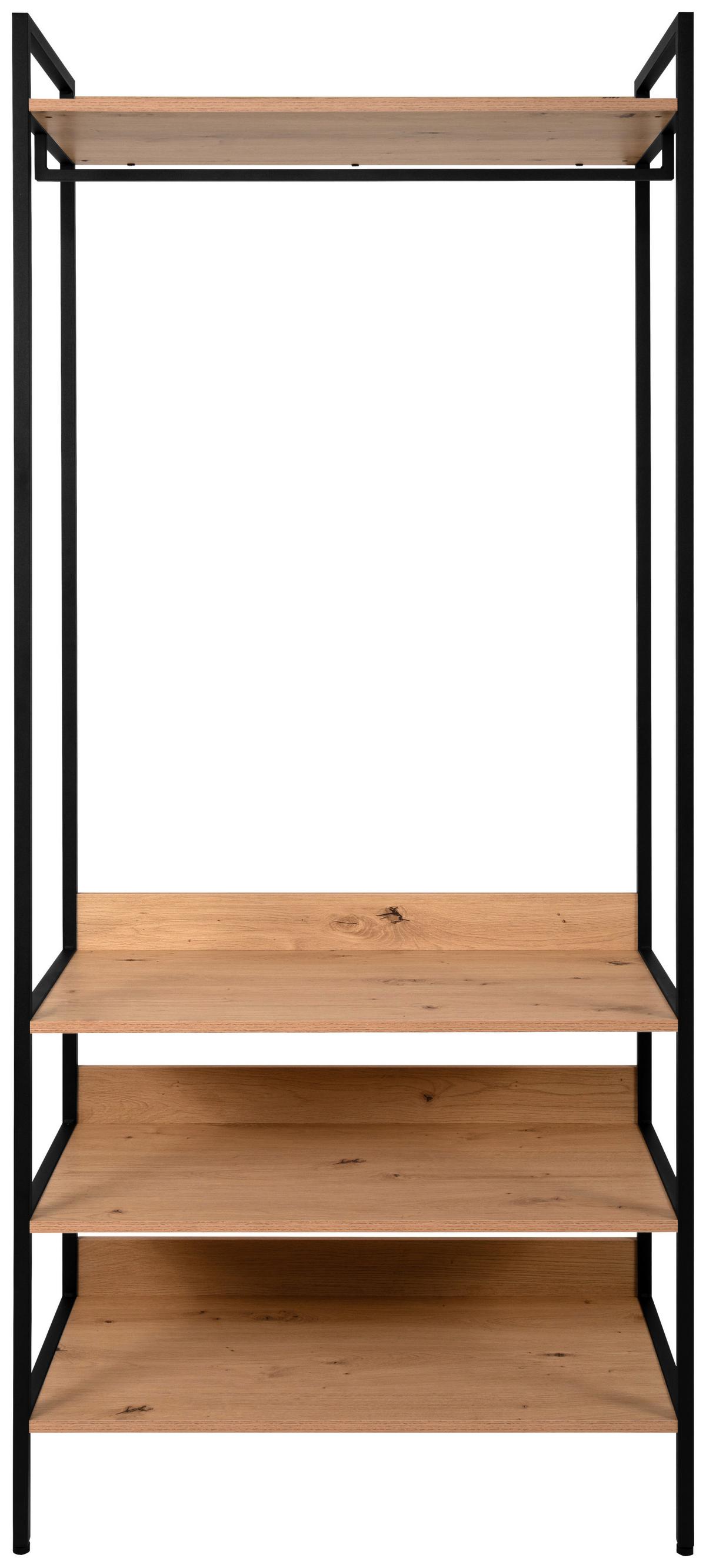 Garderobe Dhaka Eichefarben/schwarz B: 84 Cm - Eichefarben/Schwarz, MODERN, Holzwerkstoff/Metall (84/190/40cm)