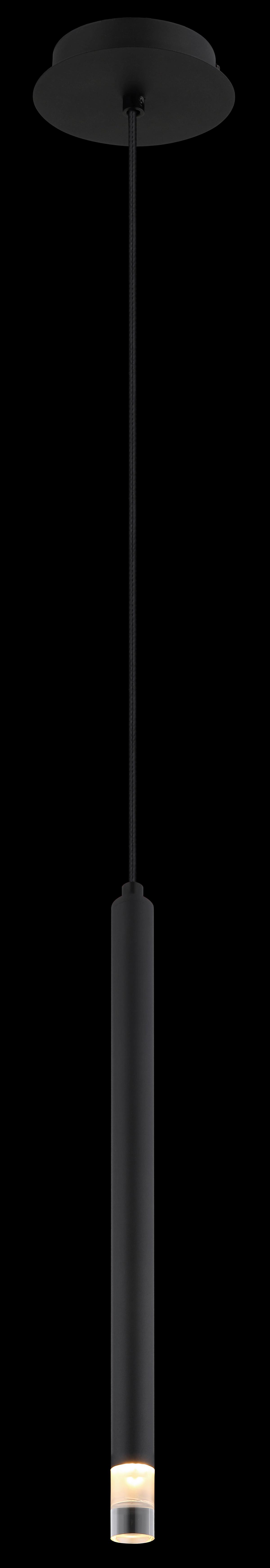 Hängeleuchte 15629-1 - Klar/Schwarz, Basics, Kunststoff/Textil (12/120cm) - Globo