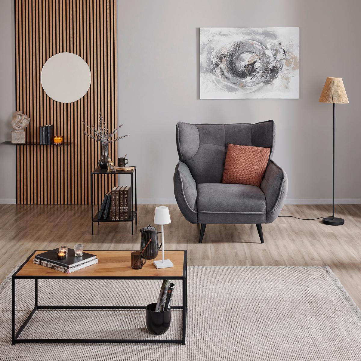 Kreslo ušiak PESCARA, antracitová - čierna/antracitová, Modern, textil (103/105/98cm)