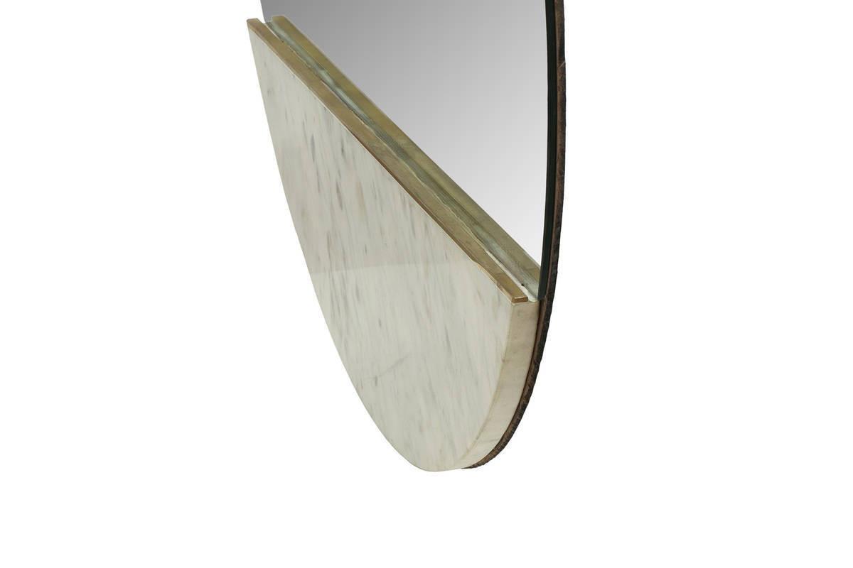 Wandspiegel Duke Rund 70 cm Spiegelglas/Naturstein - Weiß, Trend, Glas/Holzwerkstoff (70/70/3cm) - Kayoom