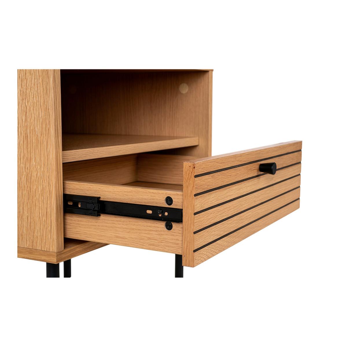 Beistelltisch Kyoto Eiche, L/B/H: 50x40x50cm - Eichefarben/Schwarz, Basics, Holz/Metall (50/40/50cm)