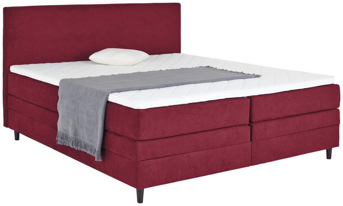 Boxspringbett mit Topper & Bettkasten 160x200 Kleopatra - Rot, KONVENTIONELL, Holz/Holzwerkstoff (160/200cm) - Ondega