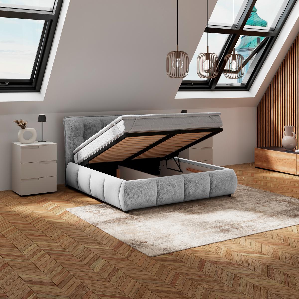 Polsterbett Limo Hellgrau 140x200 cm - Hellgrau/Schwarz, KONVENTIONELL, Holz/Holzwerkstoff (140/200cm) - James Wood