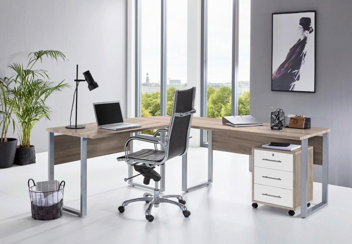 Büro Office Edition Sonoma Eiche Dekor/weiß - Weiß/Sonoma Eiche, MODERN, Holzwerkstoff/Metall - MID.YOU