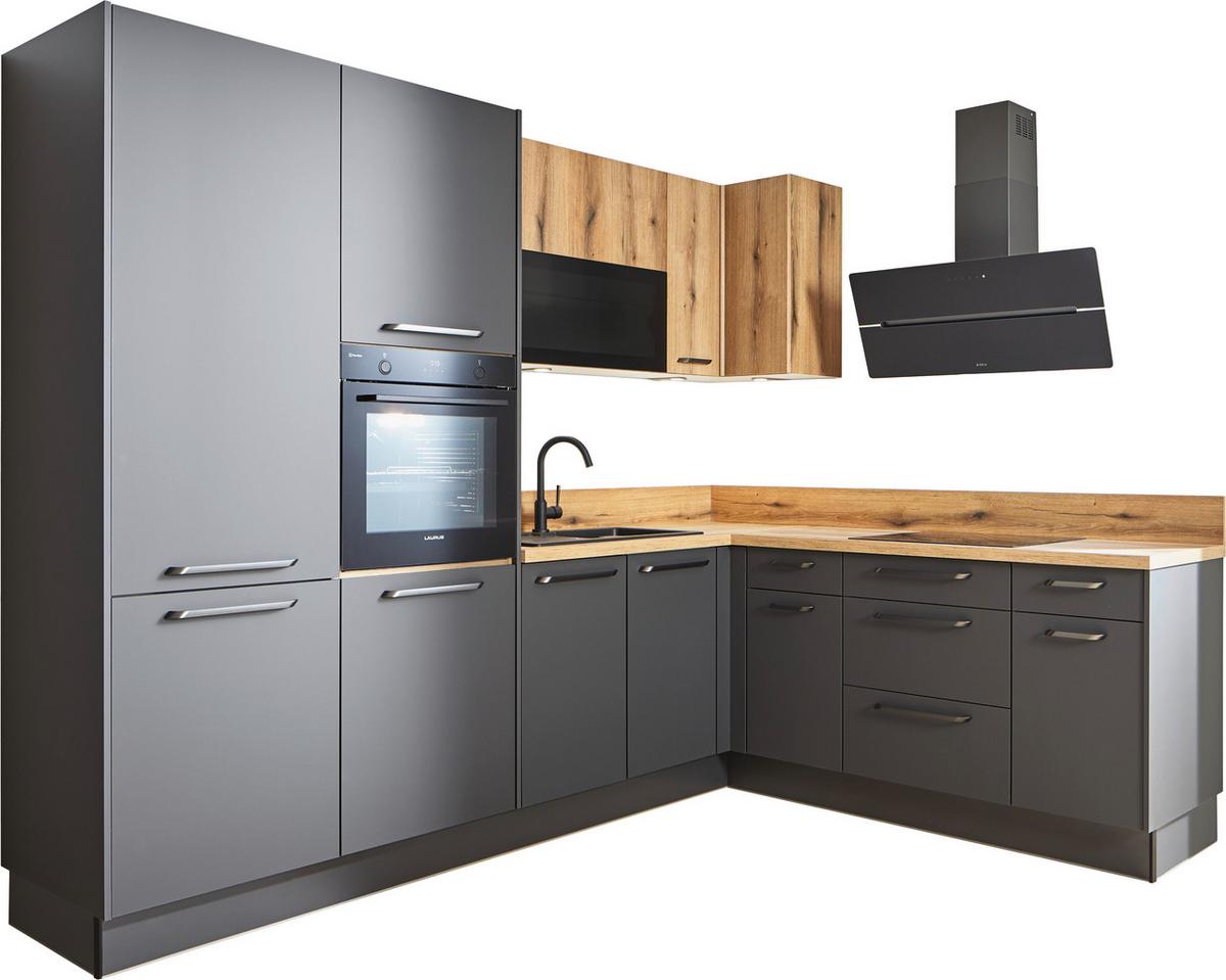 Eckküche Pn210/Pn100 - Erlefarben/Graphitfarben, Design, Holzwerkstoff (278/207cm) - Pino