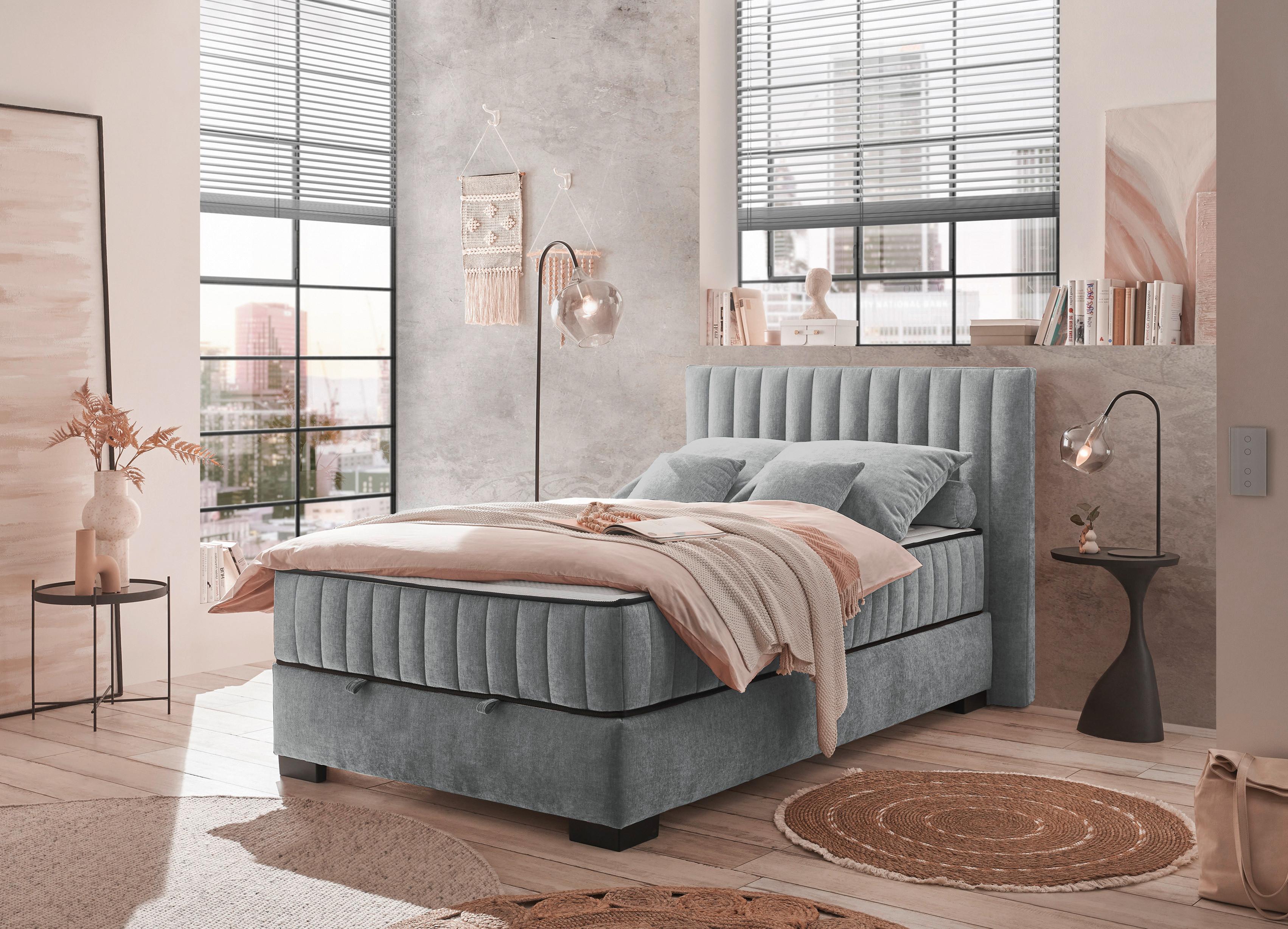 Boxbett Nagol C - Anthrazit/Schwarz, MODERN, Holzwerkstoff/Textil (120/200cm) - MID.YOU
