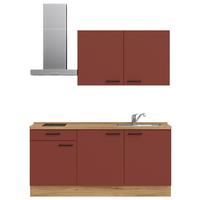 Küchenleerblock Easytouch Low-Line, L1 Links - Eichefarben/Rot, MODERN, Holzwerkstoff (180cm) - Nobilia