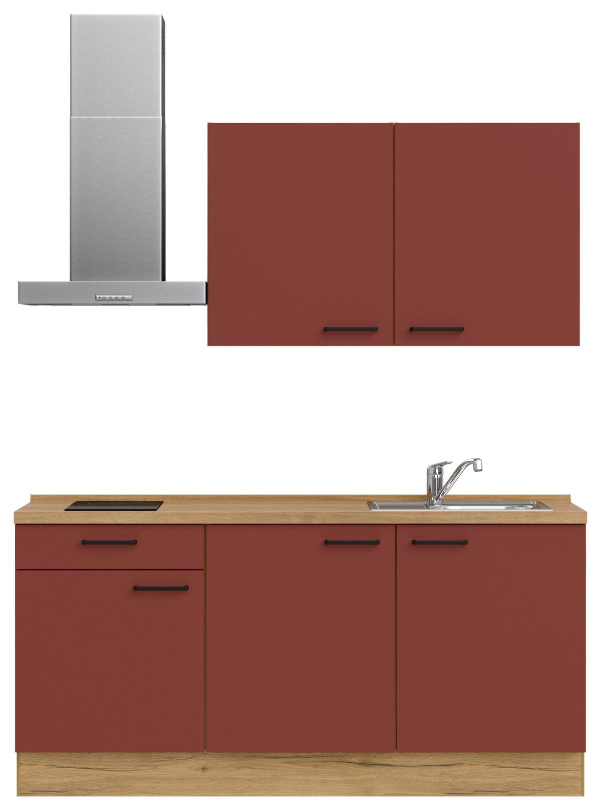 Küchenleerblock Easytouch Low-Line, L1 Links - Eichefarben/Rot, MODERN, Holzwerkstoff (180cm) - Nobilia