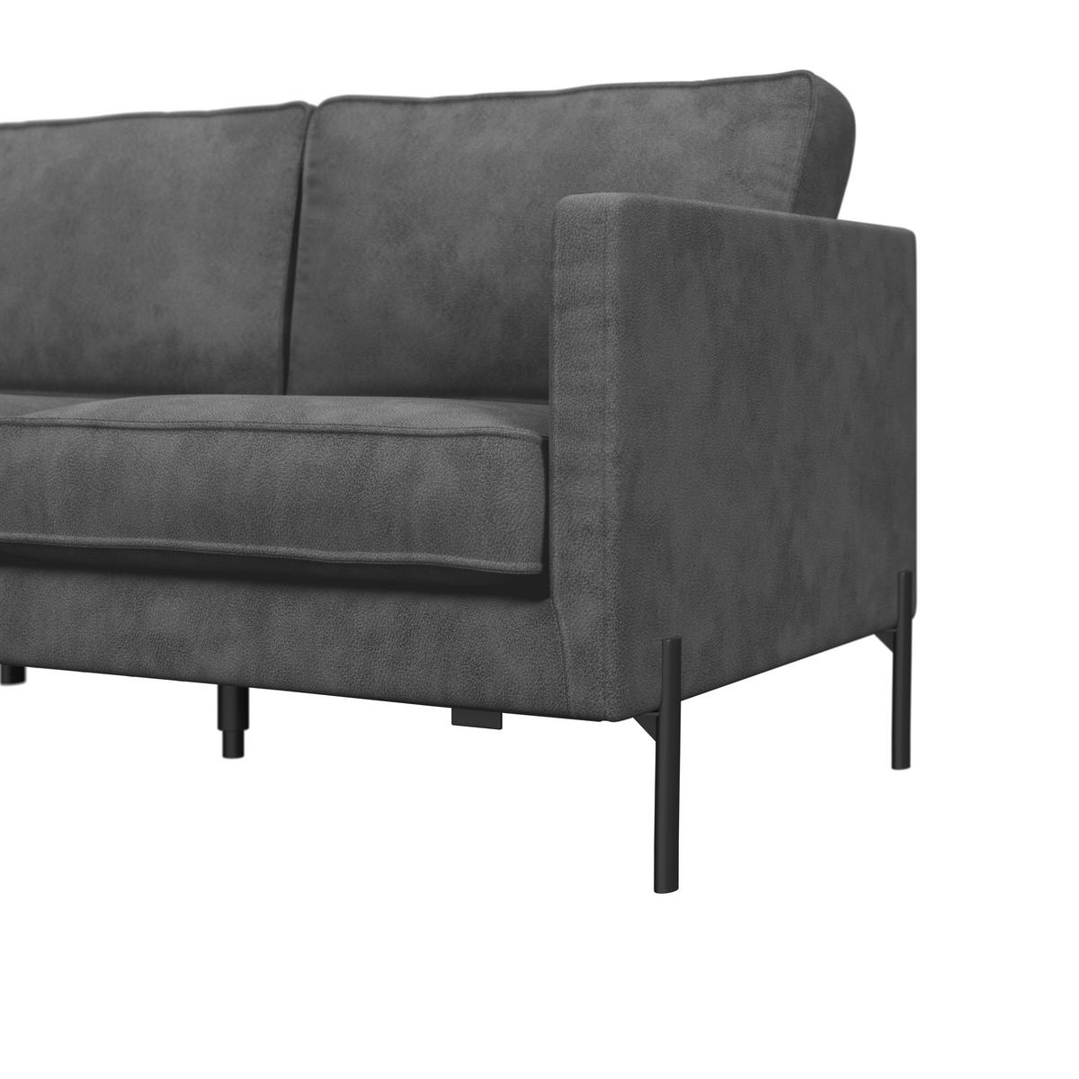Ecksofa Yukon Dunkelgrau S: 154x232 Cm - Dunkelgrau/Schwarz, Trend, Textil (154/232cm) - Livetastic