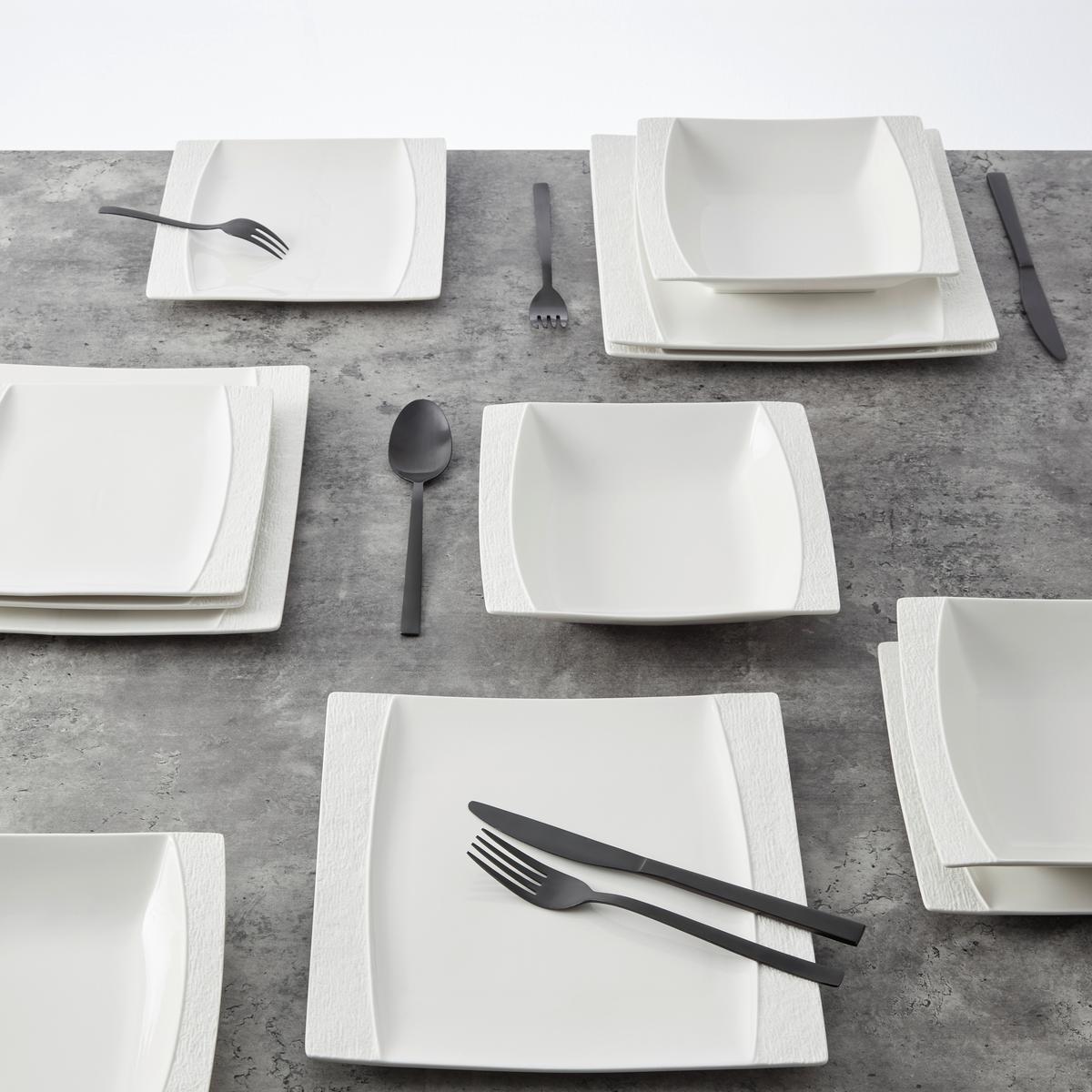 Jedálenský servis RUKI, 12- dielny - biela, Modern, keramika (26.2/26/2.1cm) - Modern Living