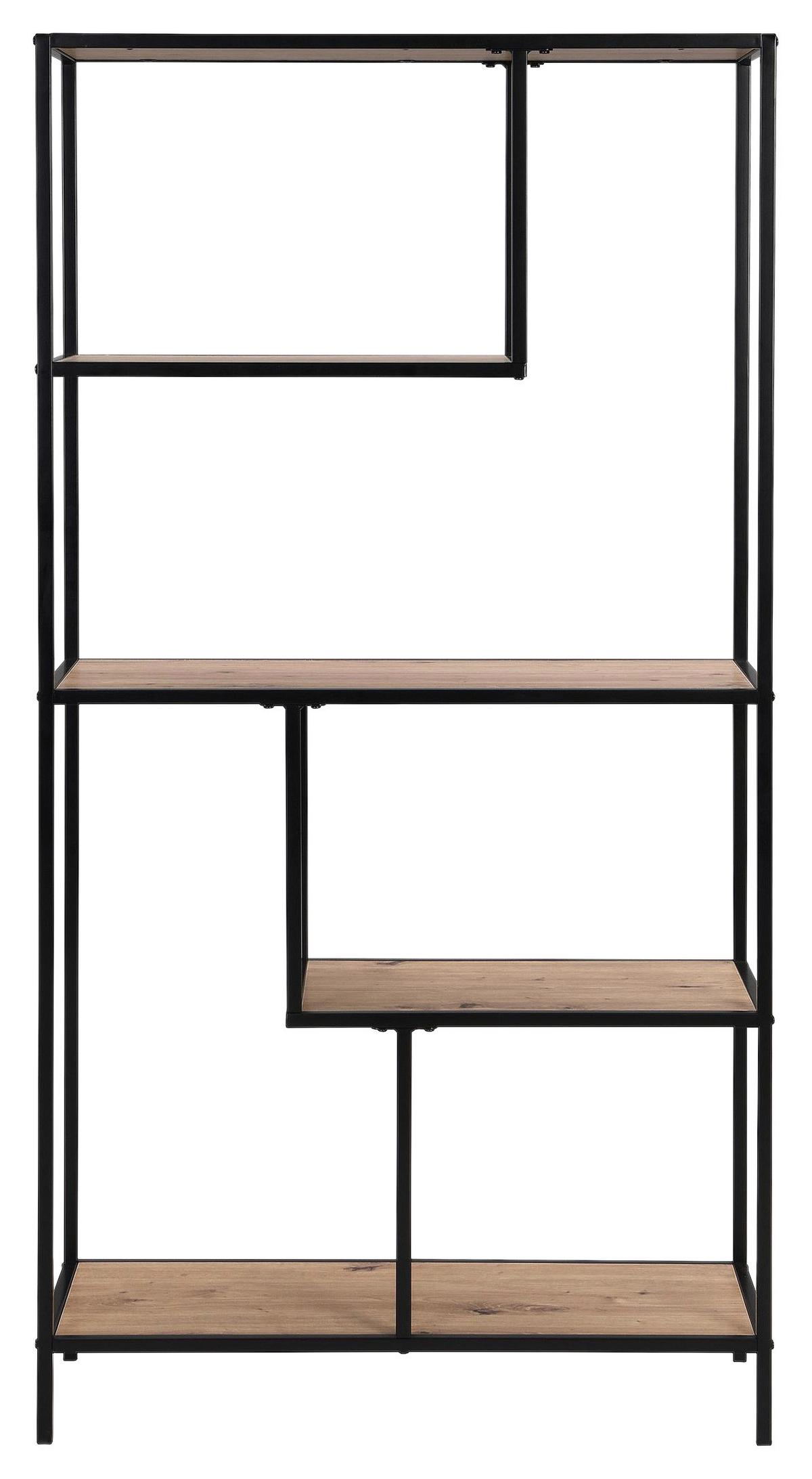 Polc Lilli 2 - natúr színű/fekete, Trend, faalapú anyag/fém (77/150/33cm)