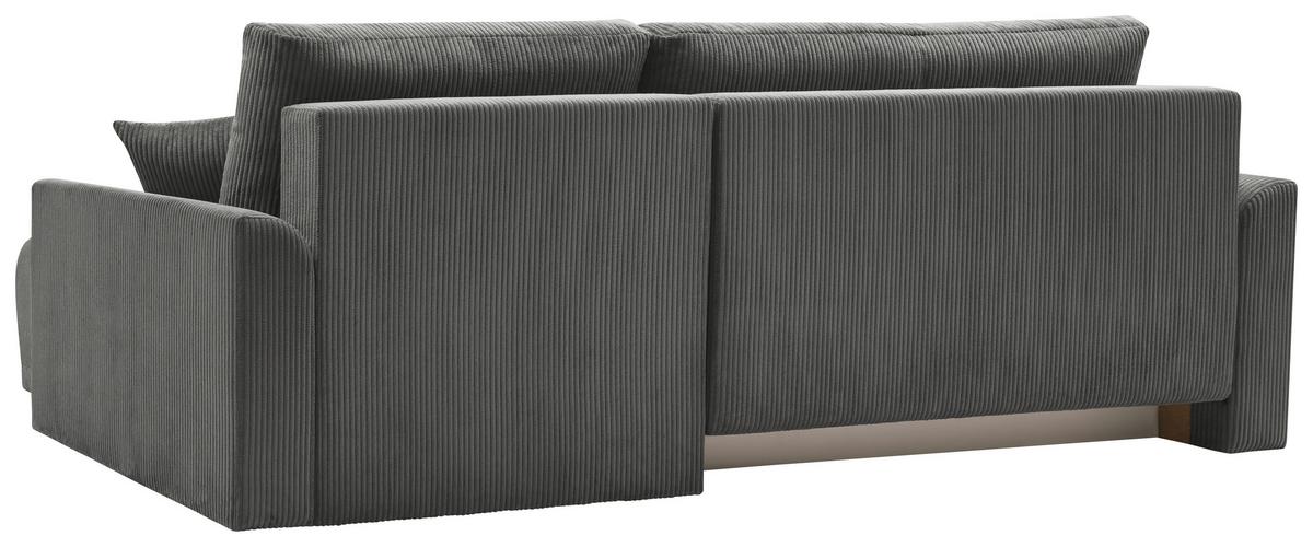 Rohová sedačka KIM L146, obojstr., tmavosivý menčester - tmavosivá, Modern, drevo (233/146cm)