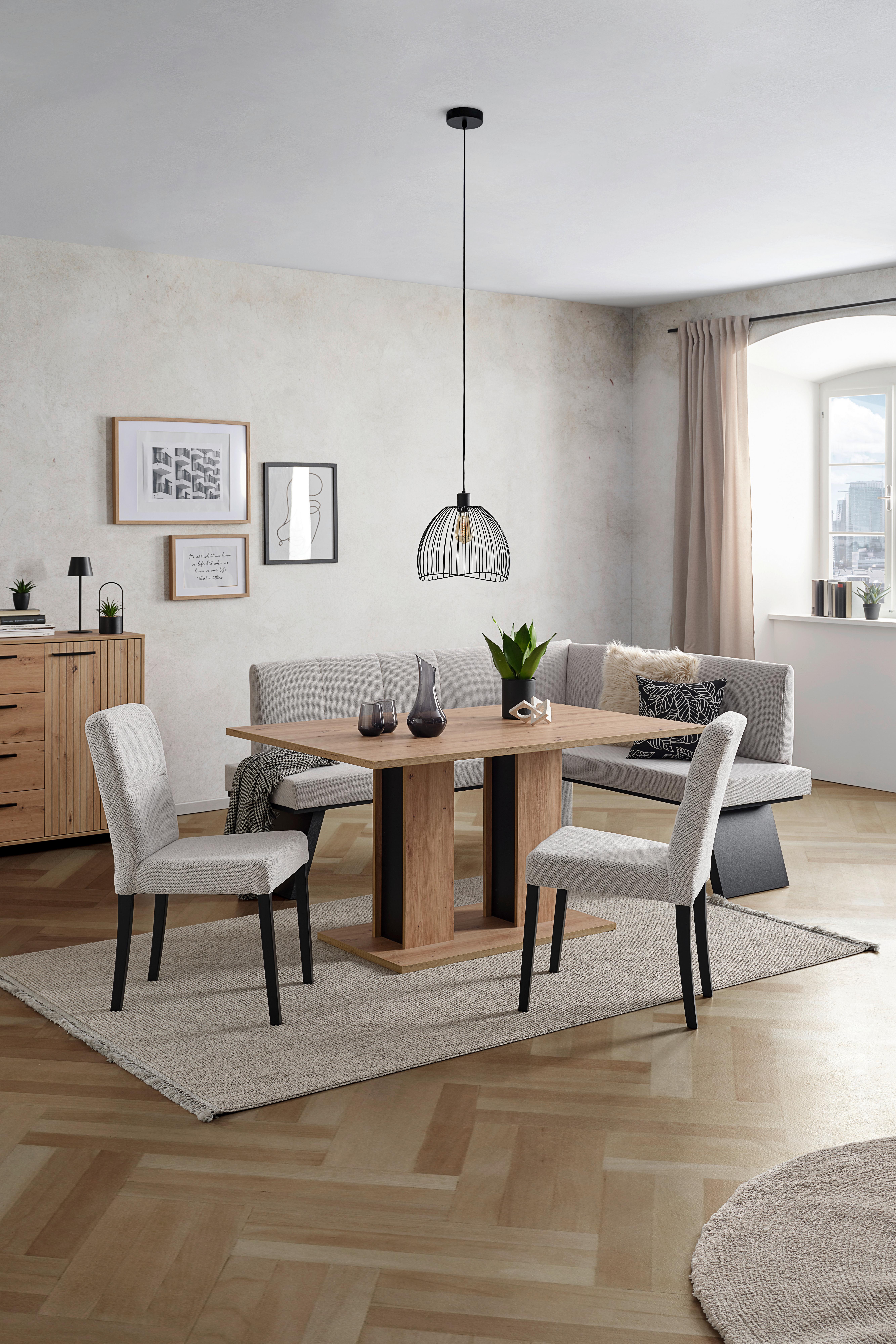 Eckbank Grau Emma II 185x150 cm - Schwarz/Grau, KONVENTIONELL, Holzwerkstoff/Textil (185/150cm)