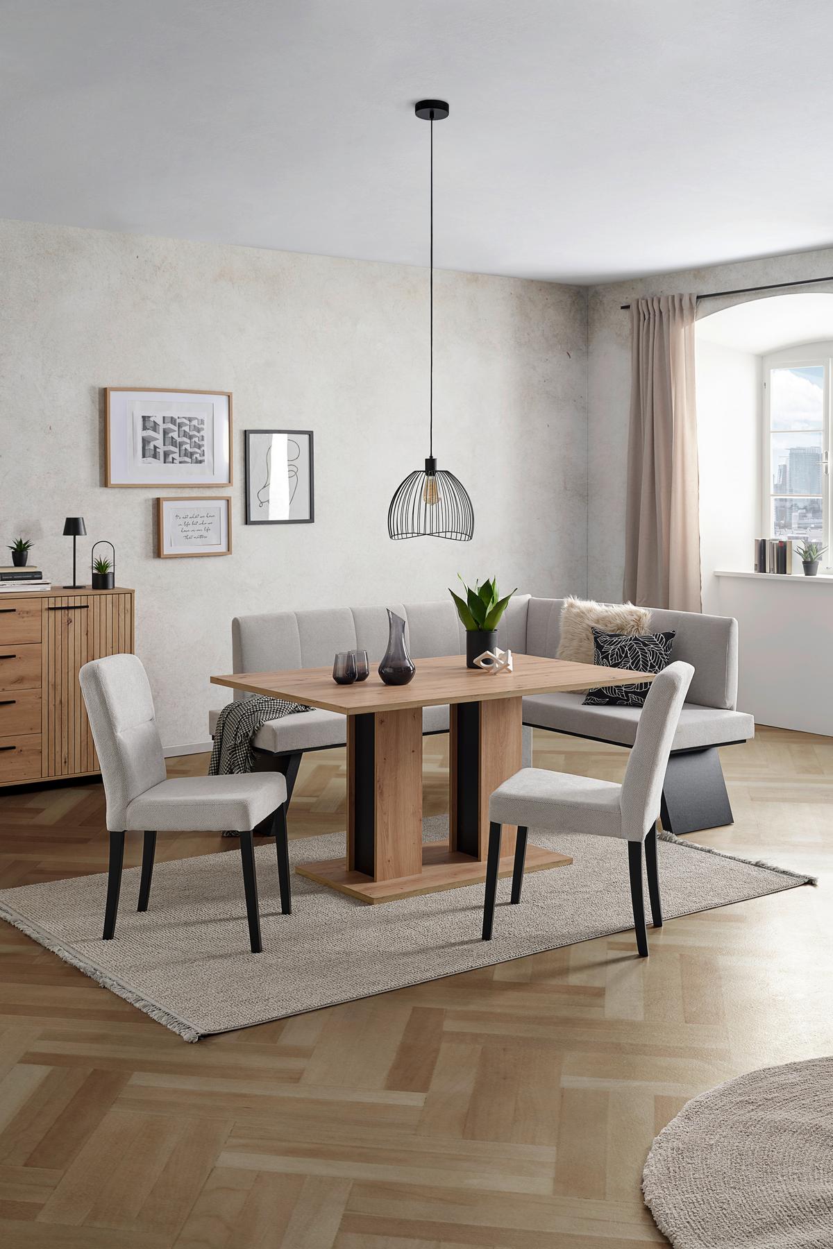 Eckbank Grau Emma Ii 185x150 Cm - Schwarz/Grau, KONVENTIONELL, Holzwerkstoff/Textil (185/150cm)