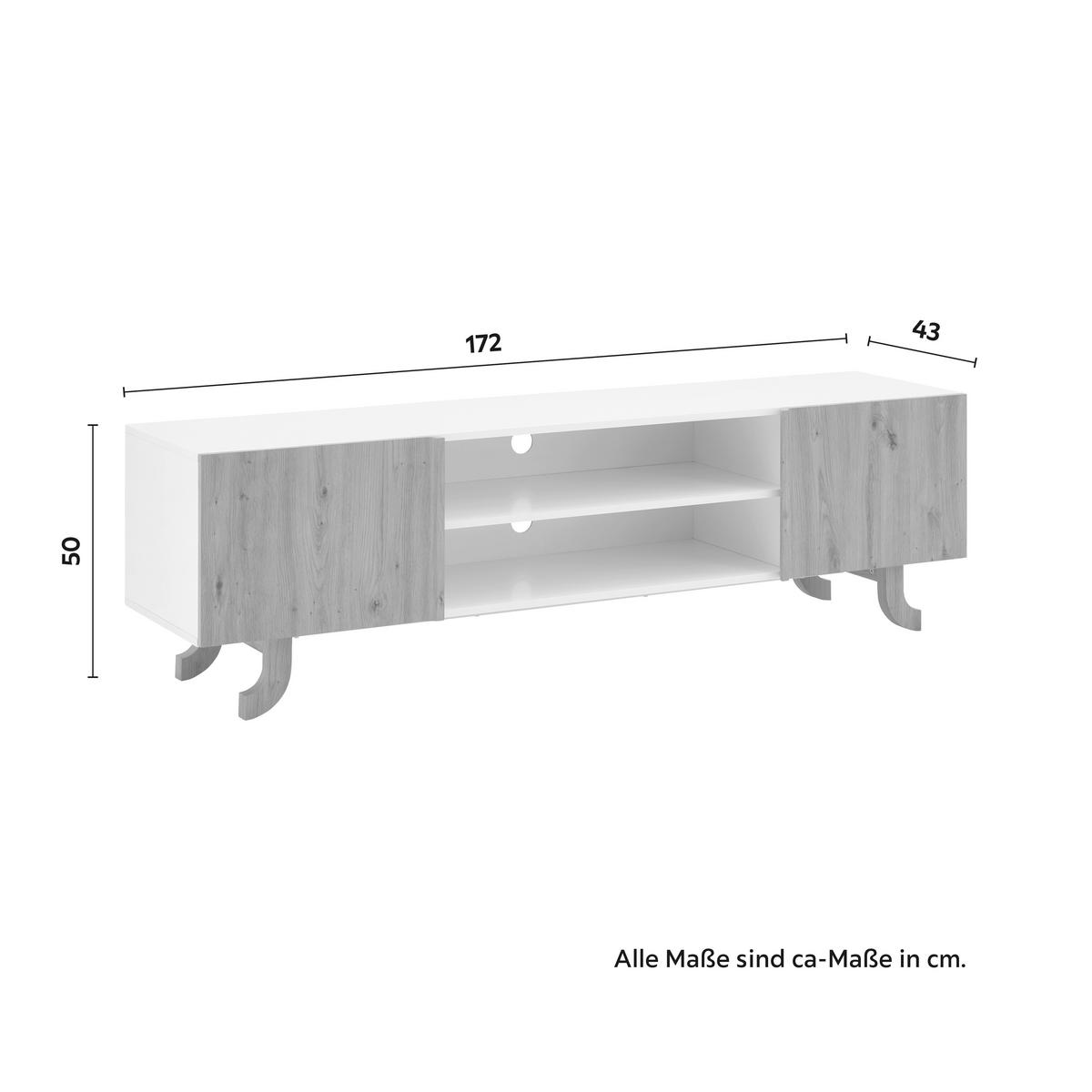 TV diel VIRA farby dubu/biela - biela/farba borovice, Modern, drevo (172/50/43cm) - Bessagi Home