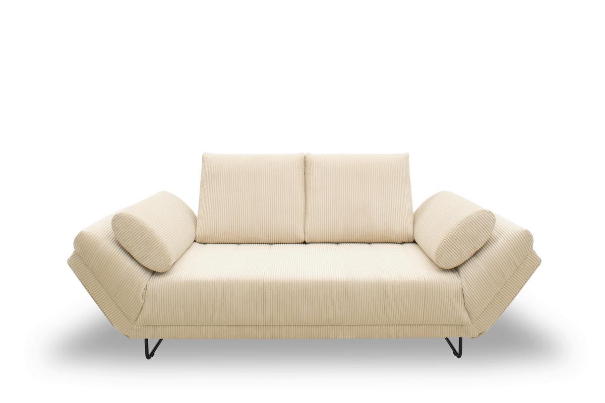 Schlafsofa Creme B: 210 Cm - Creme/Schwarz, Design, Textil (210/95/97cm) - MID.YOU