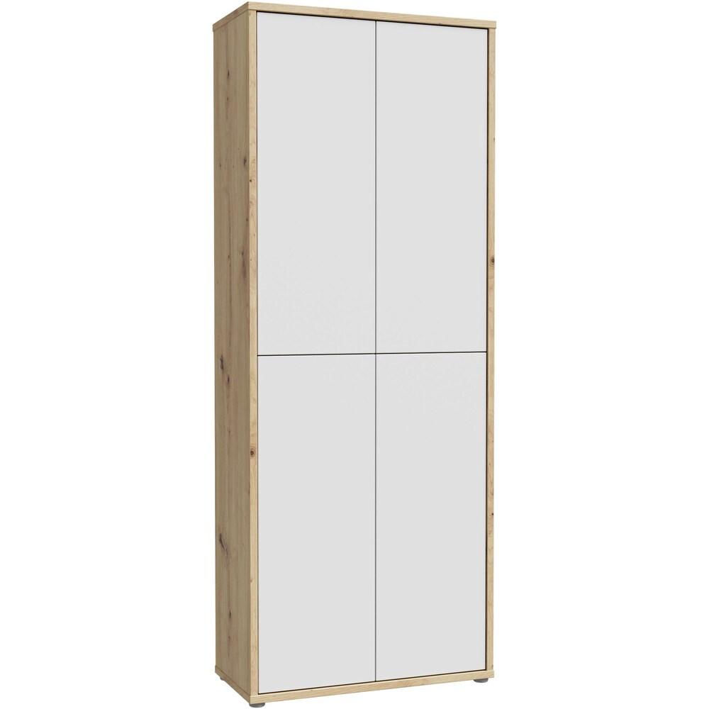 Skříň na boty, šedá/dub artisan, š: 74,5cm - šedá/světle šedá, Moderní, kompozitní dřevo/plast (74,5/191,9/34,9cm)