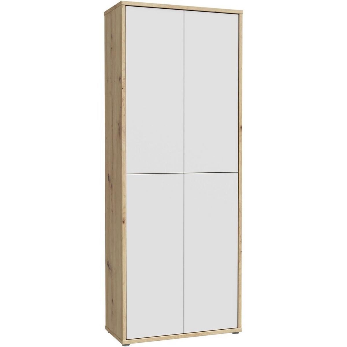 Skříň na boty, šedá/dub artisan, š: 74,5cm - šedá/světle šedá, Moderní, kompozitní dřevo/plast (74,5/191,9/34,9cm)