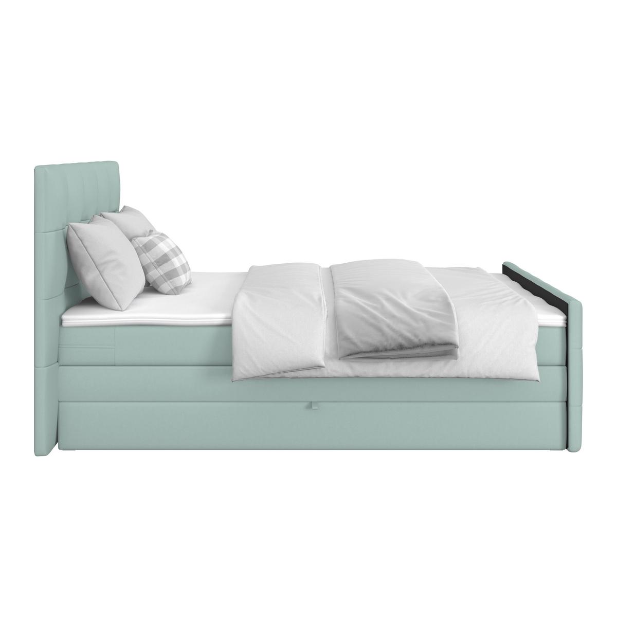 Boxspringbett Josie 160 - Jadegrün/Schwarz, MODERN, Holz/Holzwerkstoff (160/200cm)