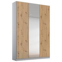 Drehtürenschrank Mit Spiegel 136 cm Alabama Extra Hellgrau - Silberfarben/Hellgrau, MODERN, Holzwerkstoff (136/229/54cm)