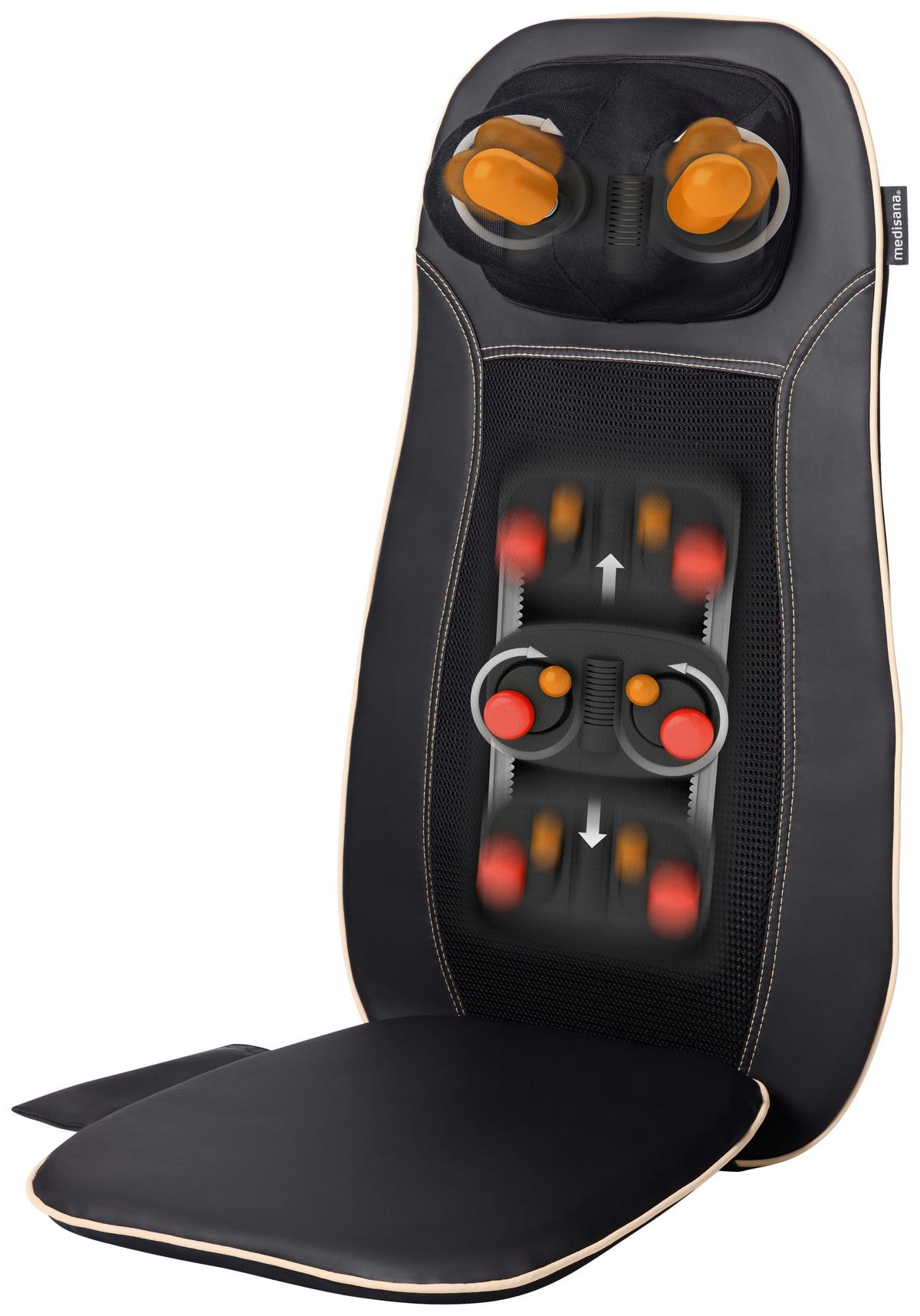 Massage-sitzauflage Shiatsu Mcn Wärmefunktion - Schwarz, Basics, Textil (71,6/44,6/16,2cm) - Medisana