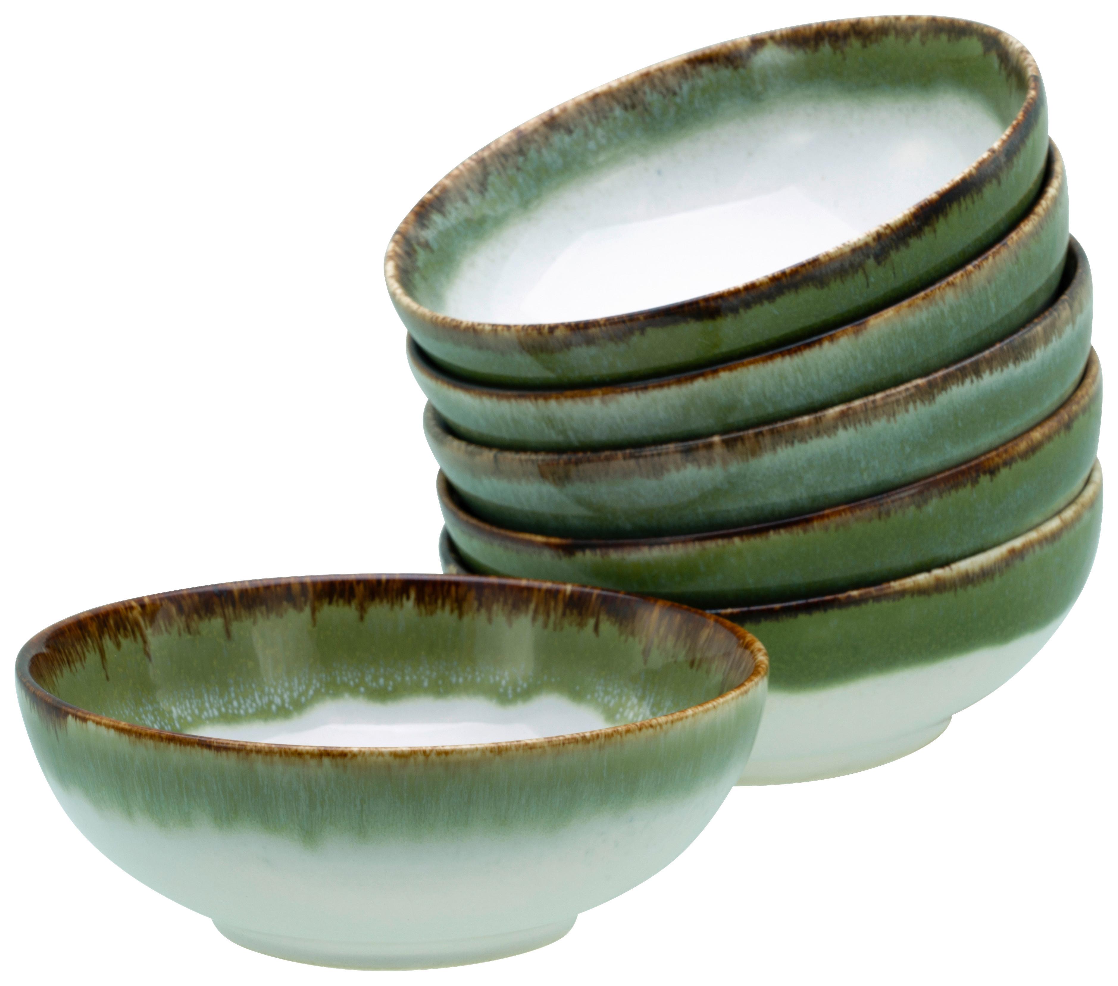 Schüsselset 6 -teilig. Cascade Steinzeug, Weiß/grün - Weiß/Grün, Design, Keramik - Creatable