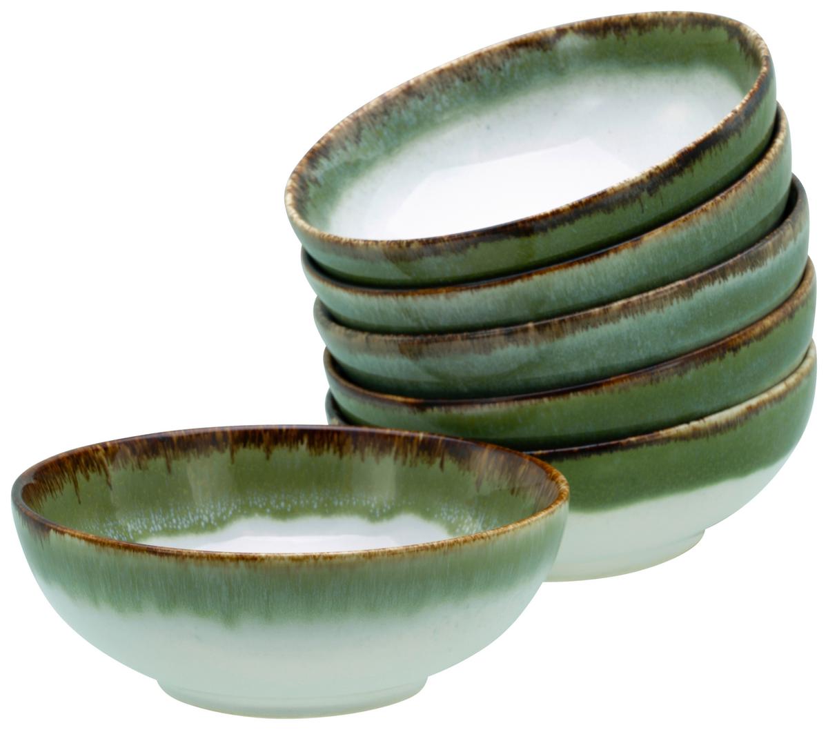 Schüsselset 6 -teilig. Cascade Steinzeug, Weiß/grün - Weiß/Grün, Design, Keramik - Creatable