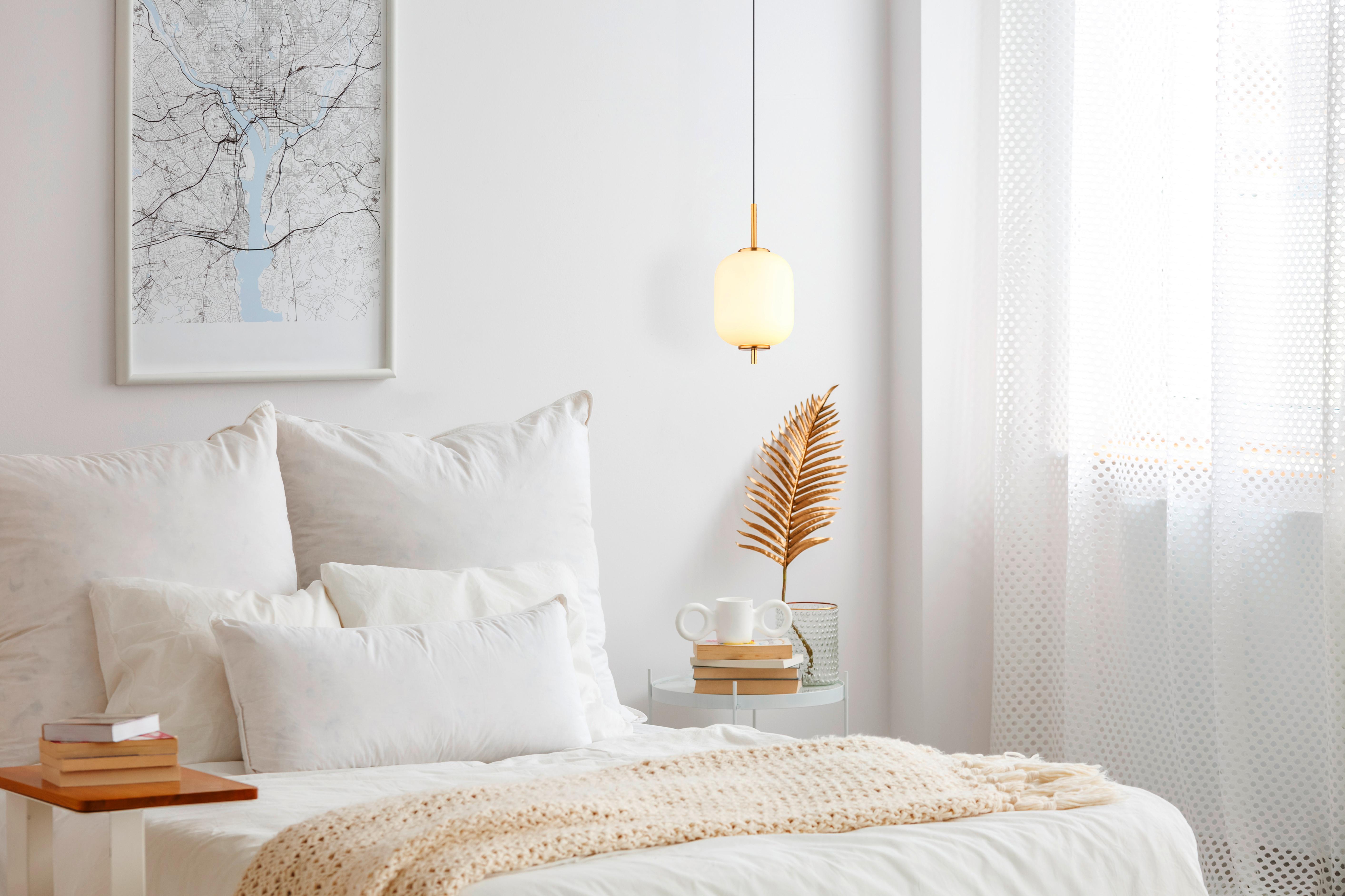 LED-Hängeleuchte 15217h - Messingfarben/Opal, KONVENTIONELL, Glas/Kunststoff (13,5/220cm) - Globo