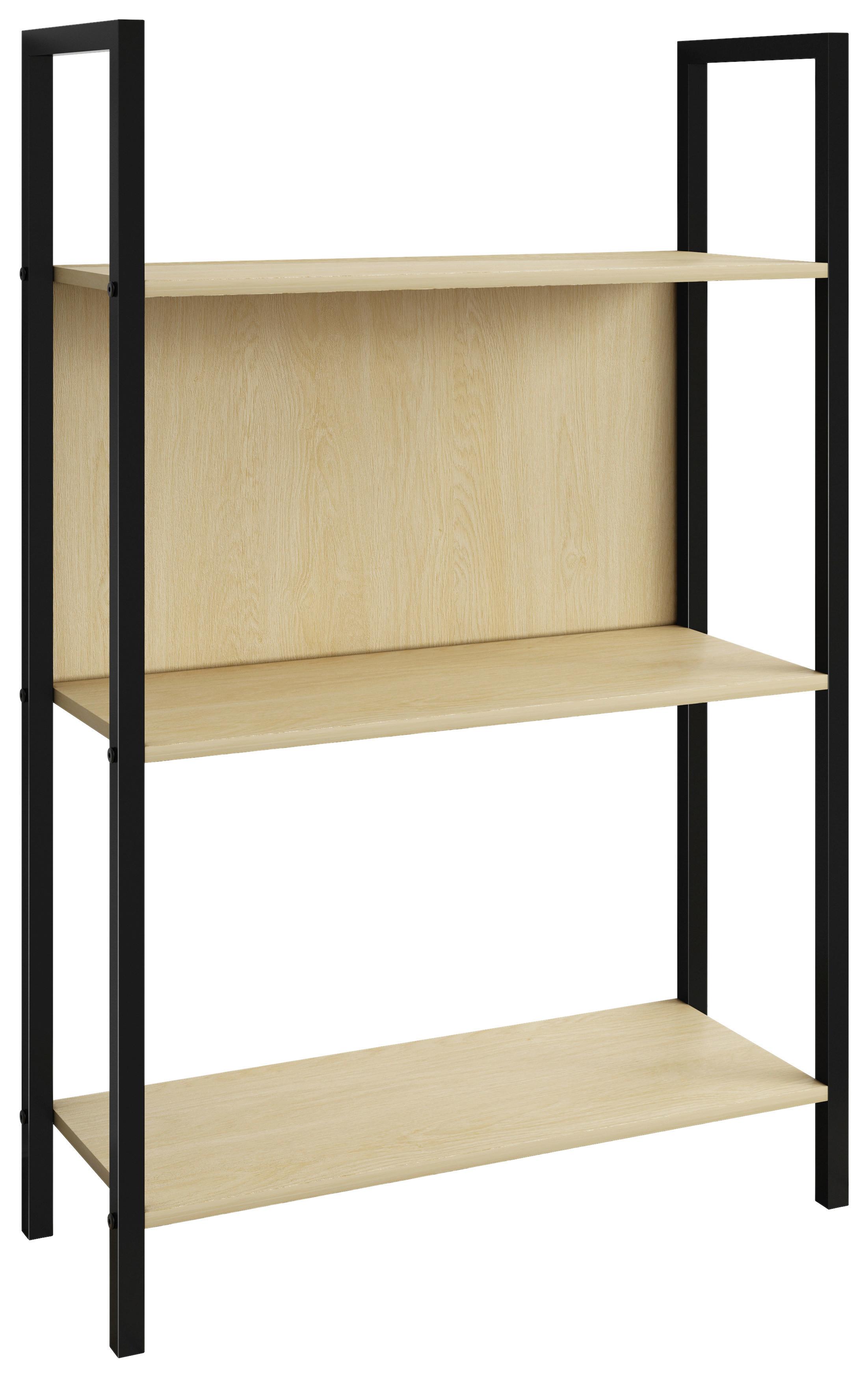 Regal Flakos Schwarz, Eiche Dekor B: 56 cm - Honigeiche/Schwarz, Design, Holzwerkstoff/Metall (56/100/24cm) - MID.YOU