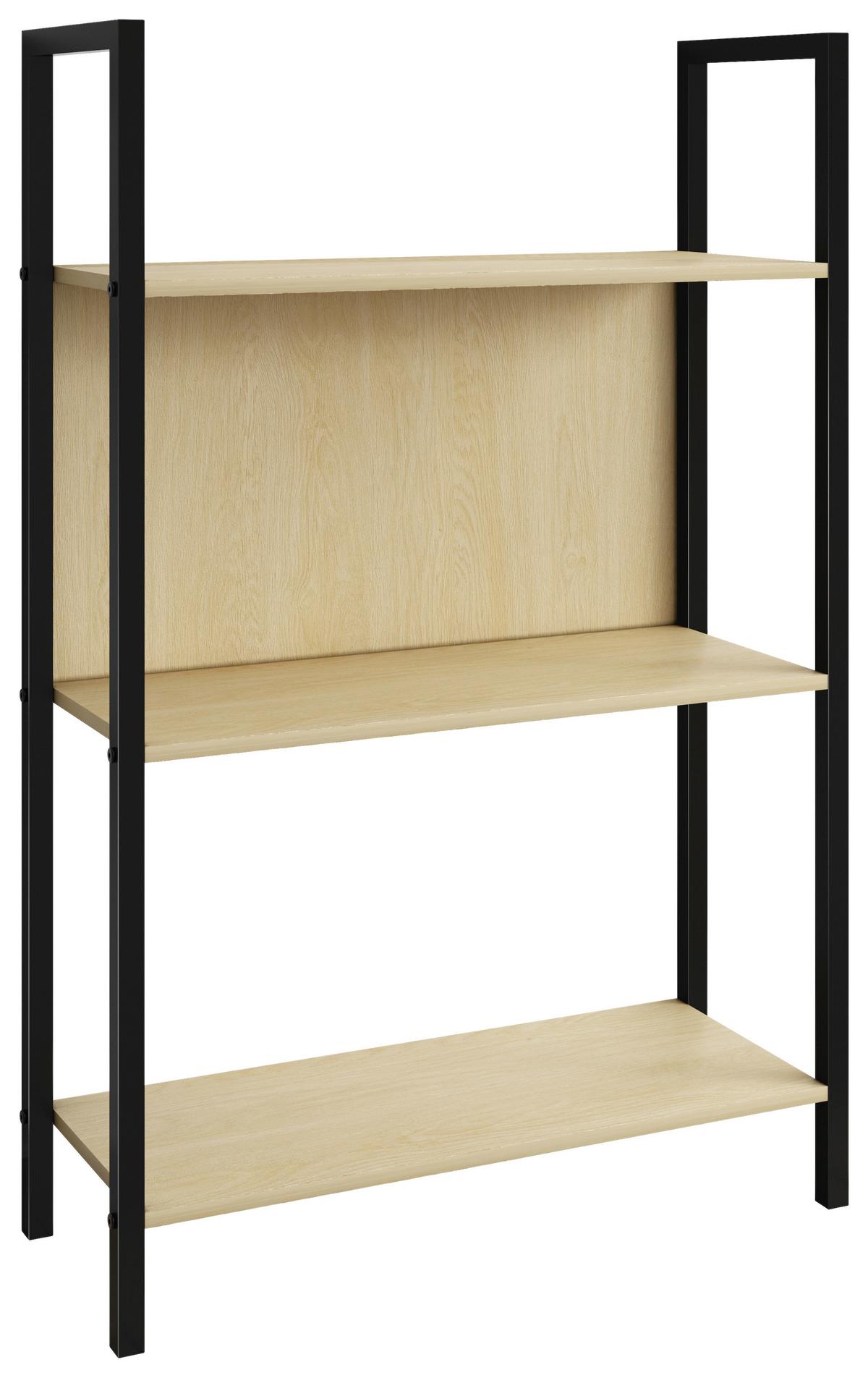 Regal Flakos Schwarz, Eiche Dekor B: 56 cm - Honigeiche/Schwarz, Design, Holzwerkstoff/Metall (56/100/24cm) - MID.YOU