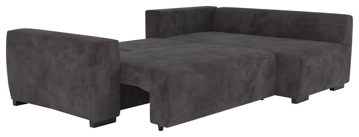 Ecksofa mit Bettfunktion Giro Mikrofaser schwarz, B: 252cm - Schwarz, Trend, Textil (252/86/170cm)