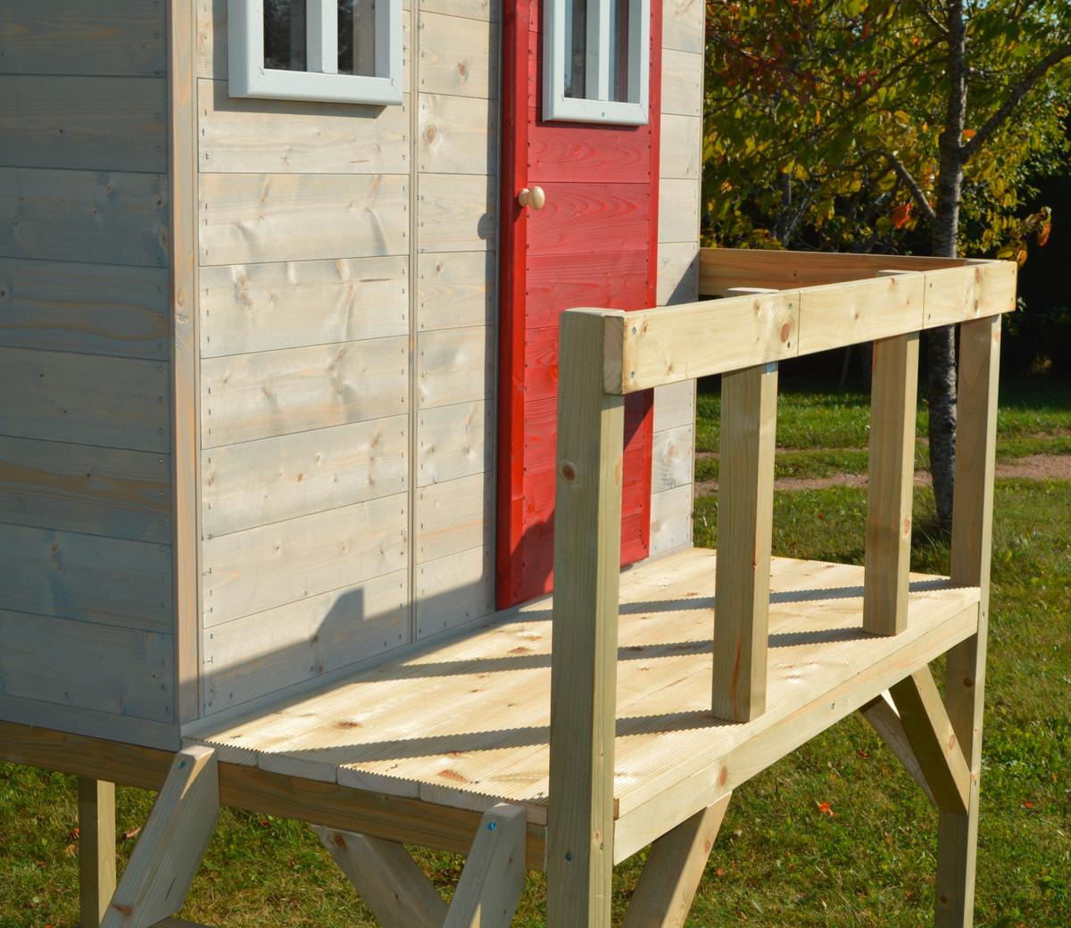 Spielhaus Tiger Naturfarben/Rot, B: 197 cm - Rot/Naturfarben, KONVENTIONELL, Holz (197/242/290cm)