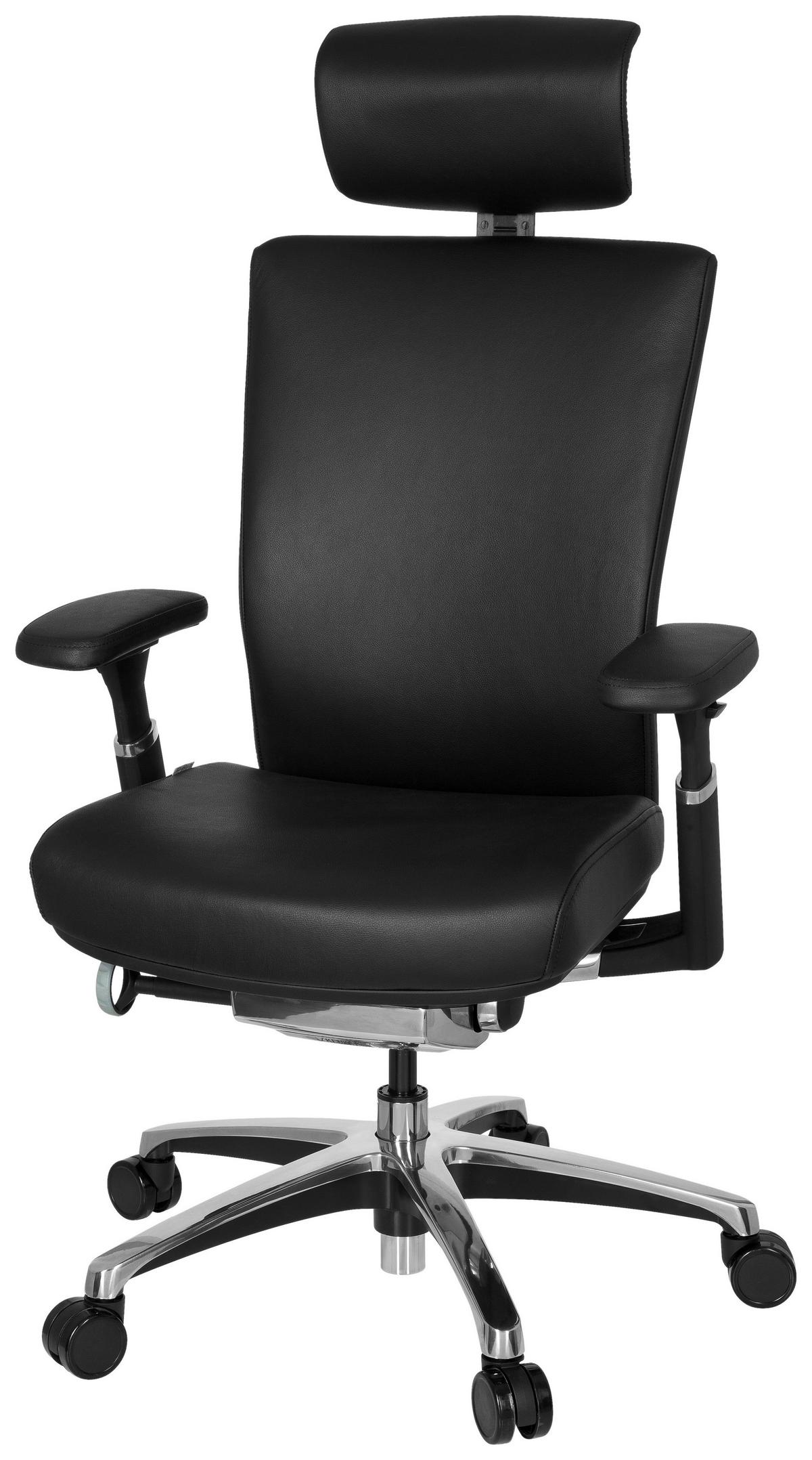 Drehstuhl Nova Schwarz - Chromfarben/Schwarz, MODERN, Leder/Kunststoff (57/106/52cm) - MID.YOU