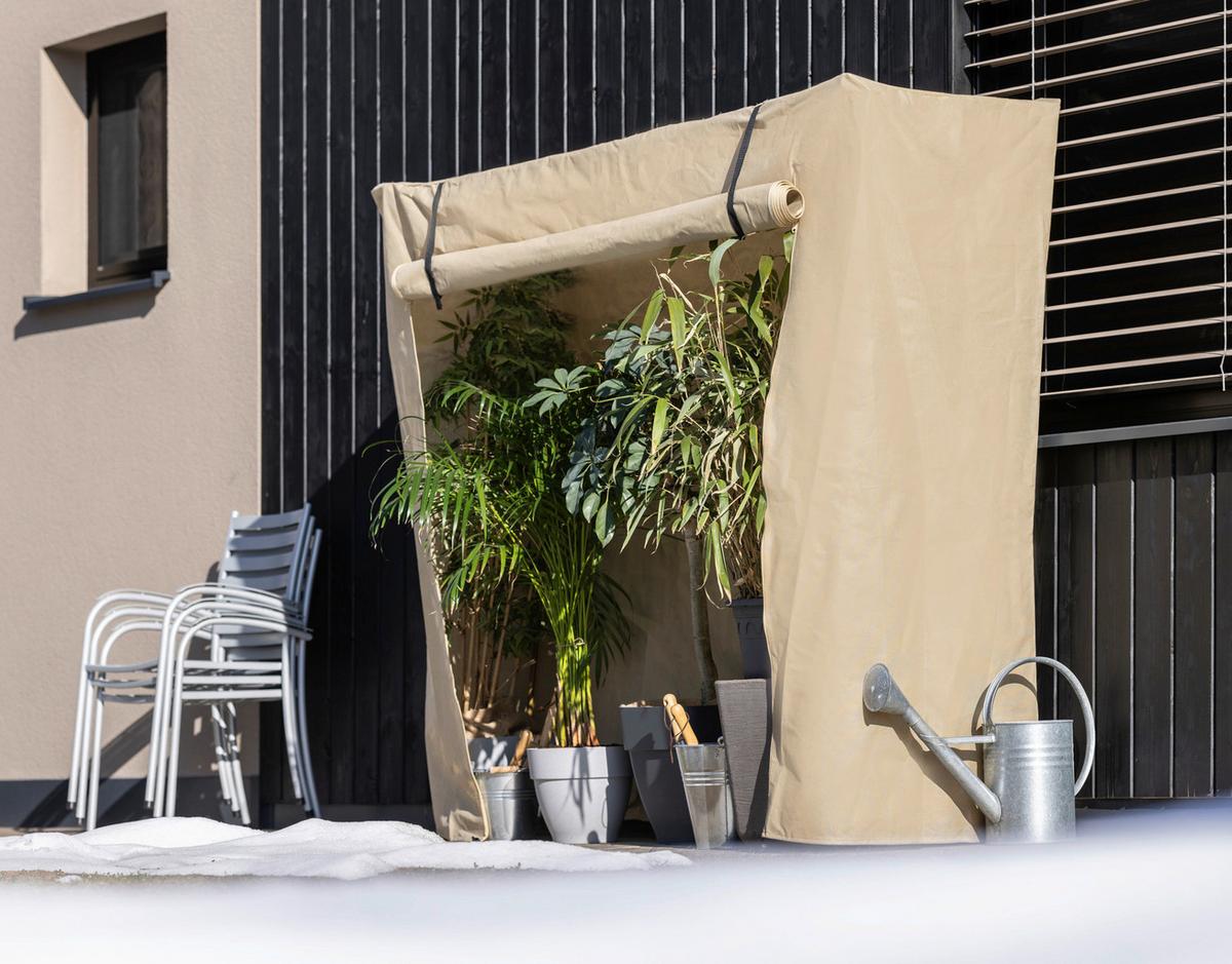 Schutzplane Easy Up XXL Naturfarben - Naturfarben, Basics, Kunststoff (200/180/70cm)