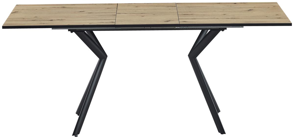 Ausziehtisch Marcel Giga 140AZ Melamin Eiche, B:140-180cm - Eichefarben/Schwarz, MODERN, Holzwerkstoff/Metall (140-180/80/76cm)