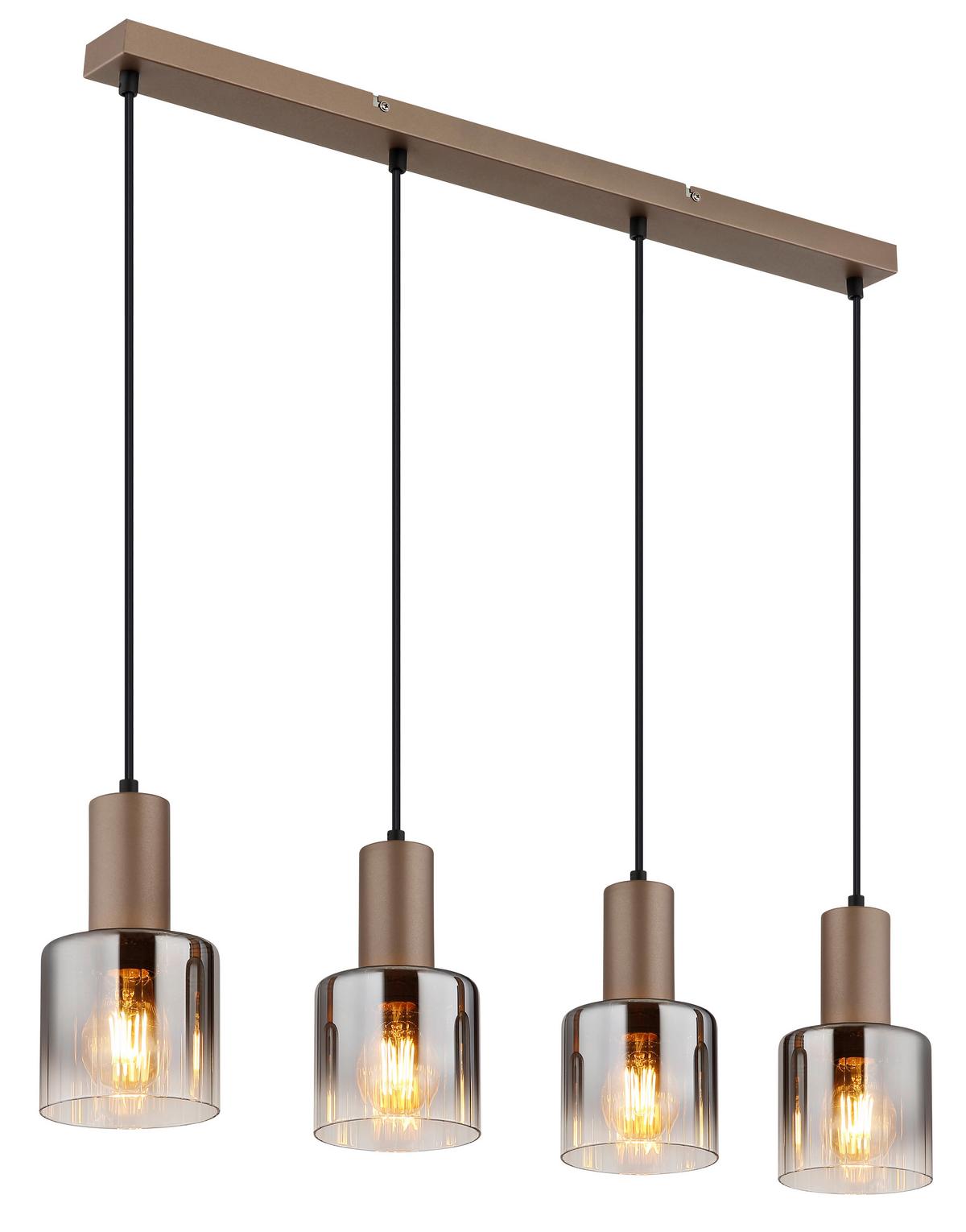 HÄNGELEUCHTE Exkl. 4xE27, 40W - Klar/Chromfarben, Design, Glas/Kunststoff (78/12/150cm) - Globo
