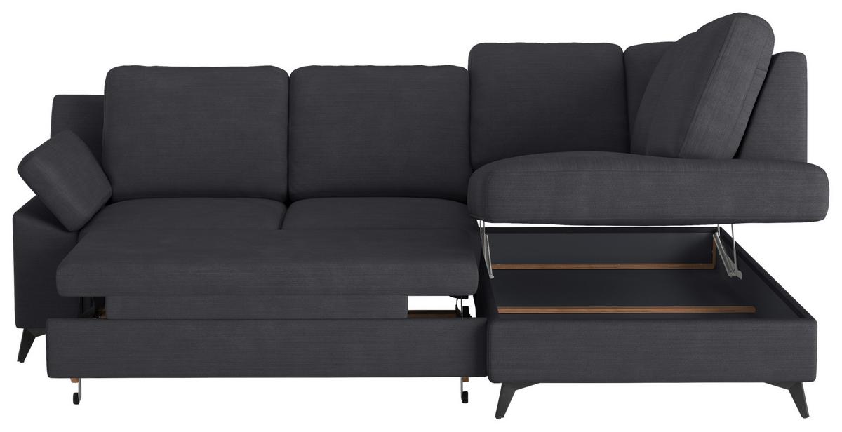Ecksofa Boom, Dunkelblau S: 242x170 cm - Schwarz/Dunkelblau, KONVENTIONELL, Textil (242/170cm) - Cotta