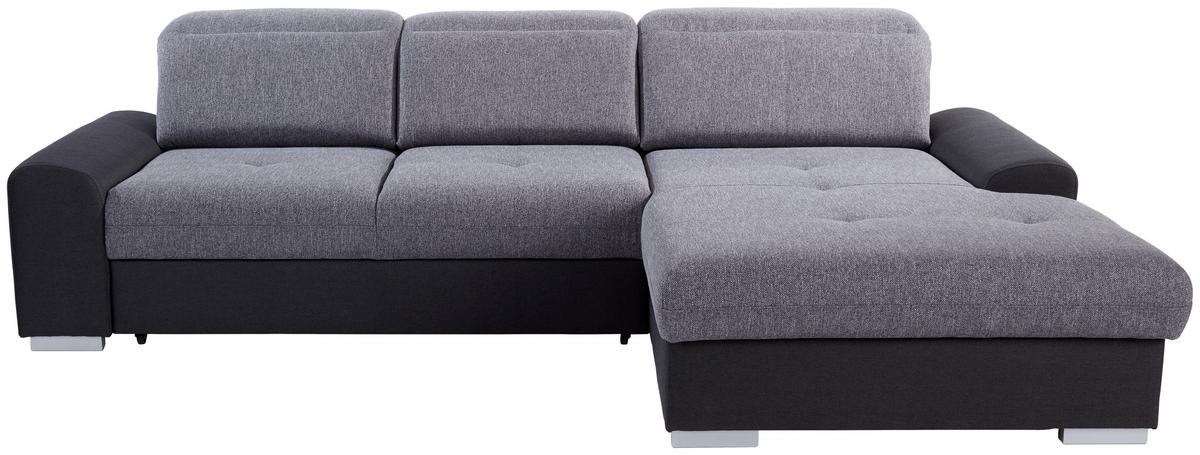 Ecksofa Mit Schlaffunktion & Bettkasten Graphitfarben/grau - Silberfarben/Graphitfarben, KONVENTIONELL, Textil (286/203cm) - Ondega