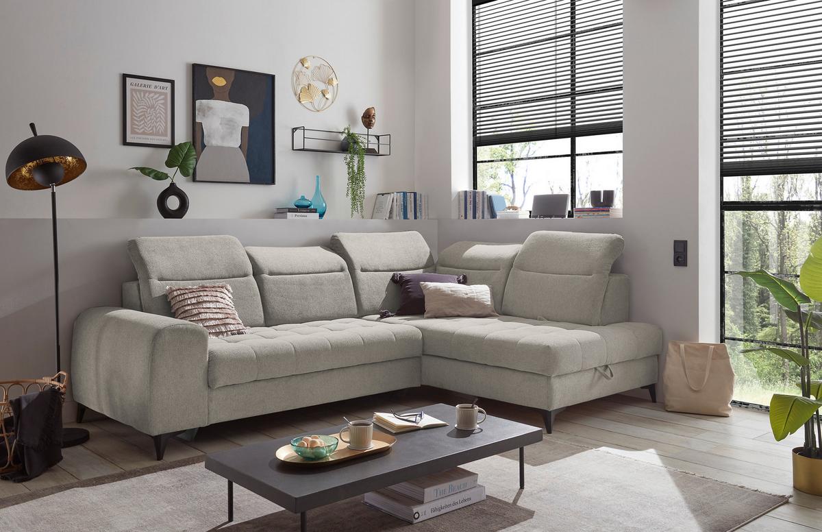 Ecksofa Rockdale Grau S: 282x200 Cm - Schwarz/Grau, KONVENTIONELL, Textil (282/200cm) - MID.YOU