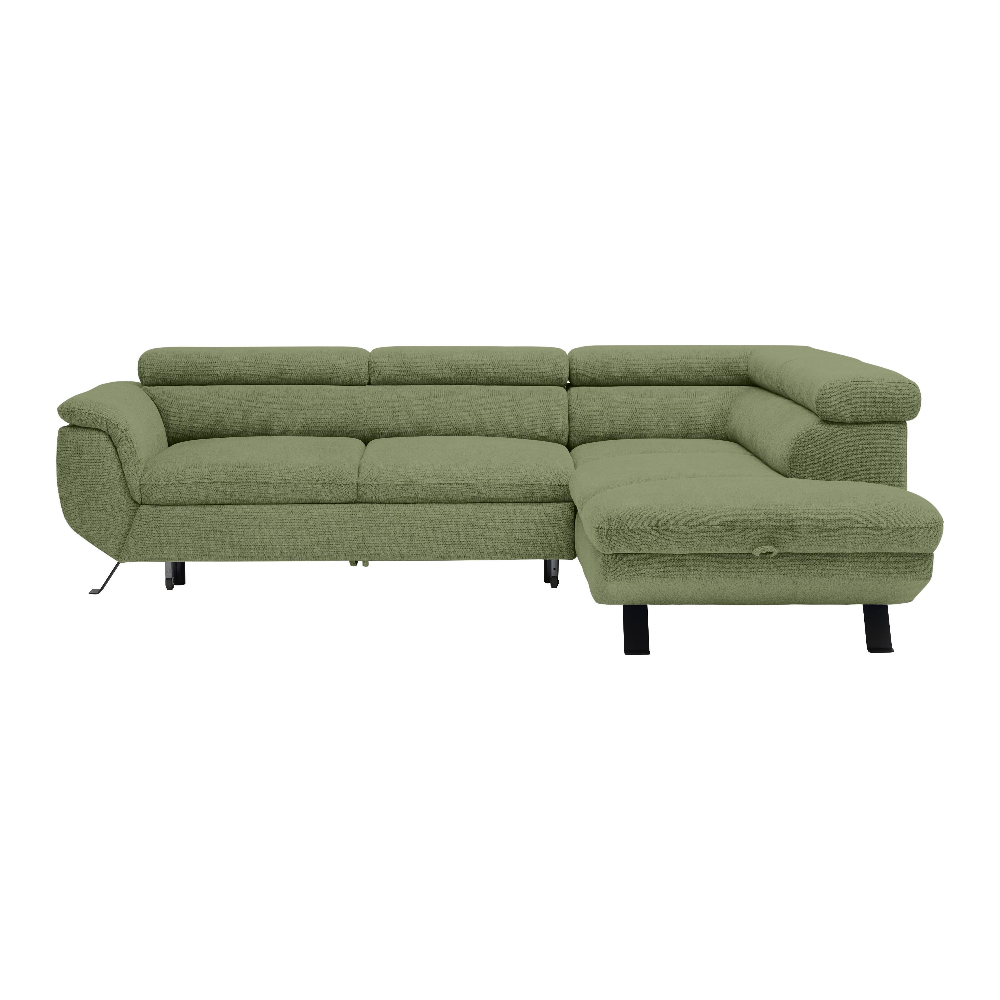 Rohová sedačka RAVEN, pravá, olivovozelená - olivovozelená/čierna, Modern, kov/textil (257/198cm) - Mömax