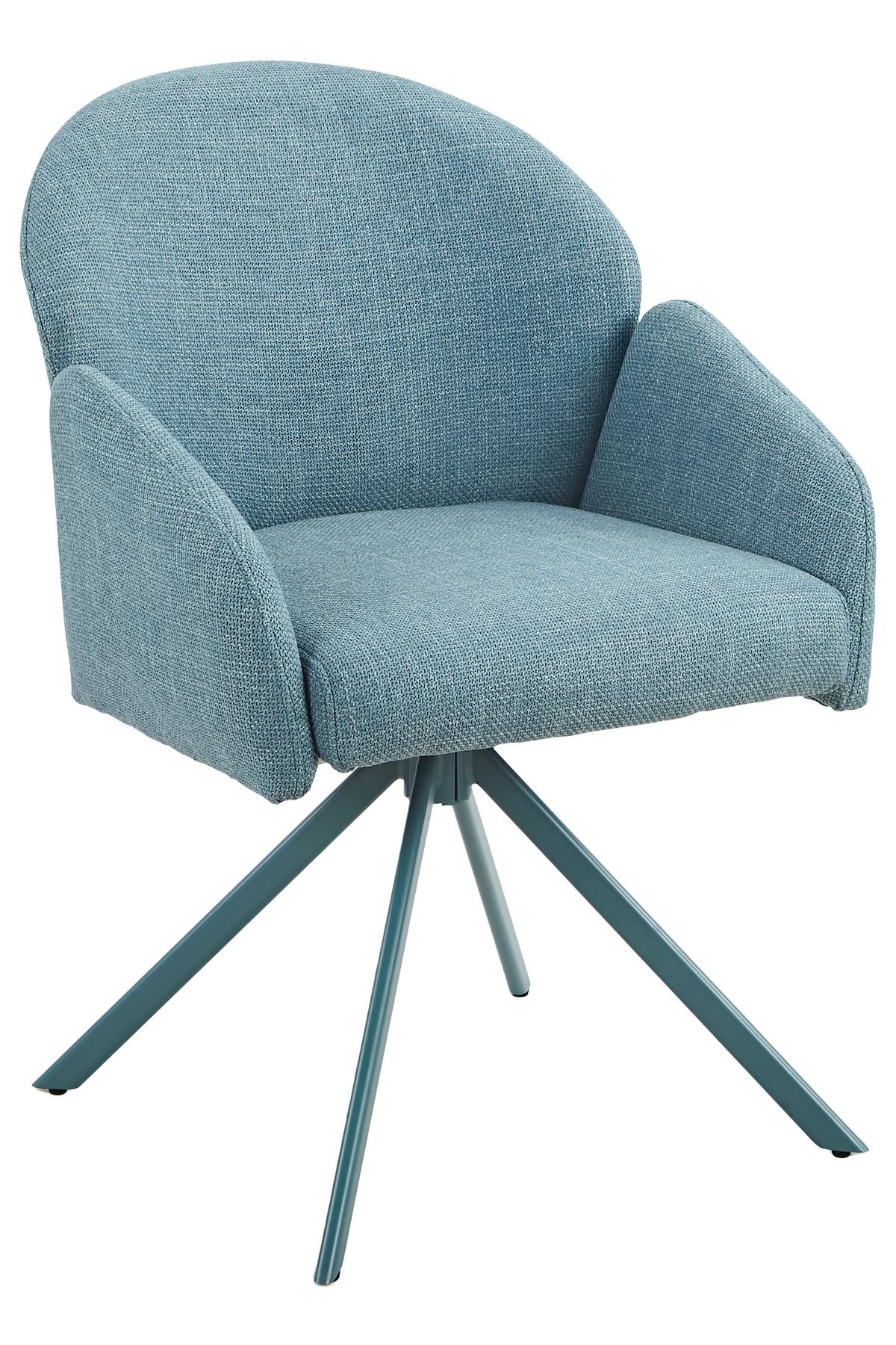 Armlehnstuhl-set Holly S 2er-Set - Petrol, MODERN, Textil/Metall (56,5/84/61cm) - MID.YOU
