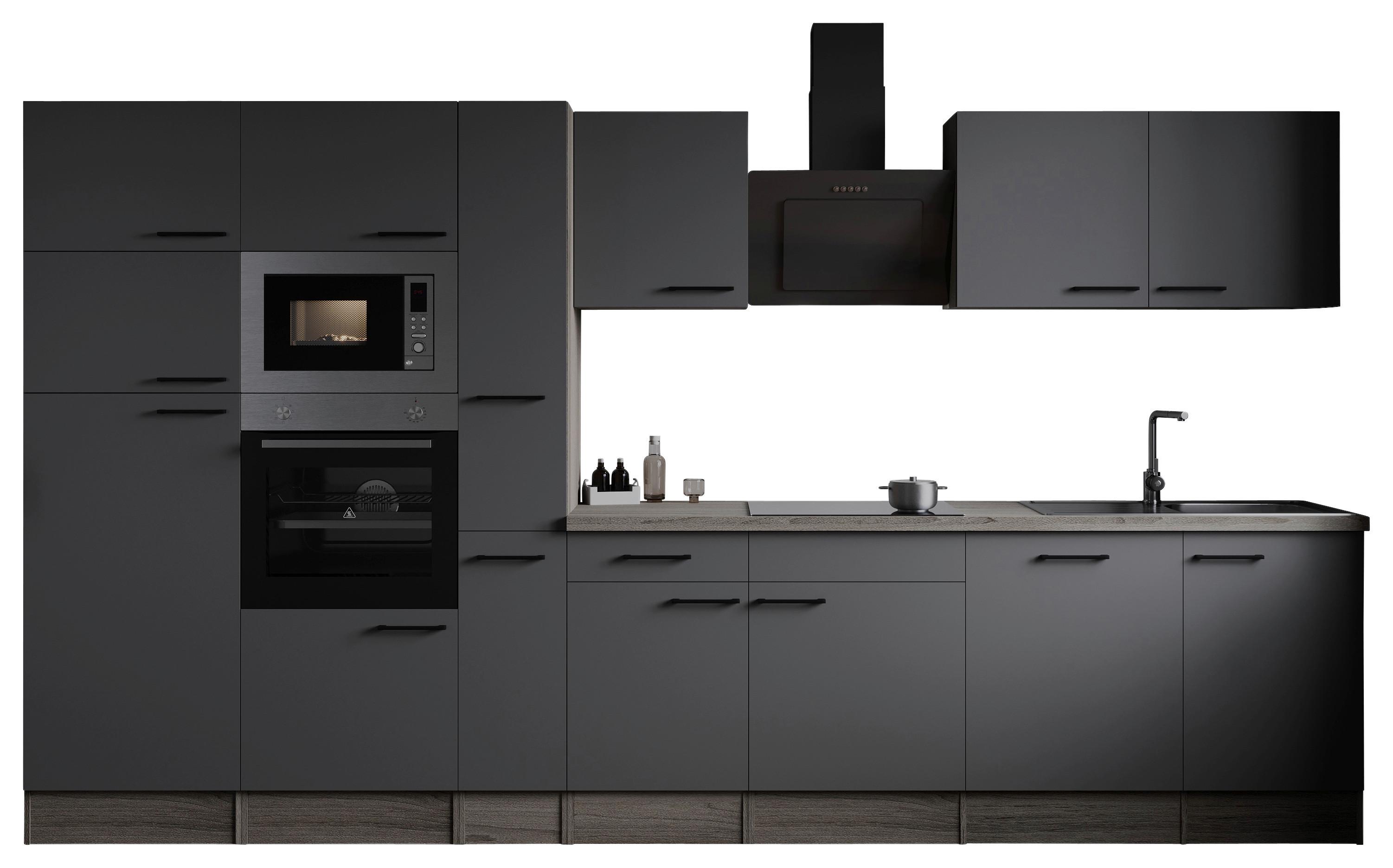 Küchenblock Oliver Grau, Eiche Dekor B: 370 Cm - Eichefarben/Eiche Artisan, Design, Holzwerkstoff (370cm) - Respekta