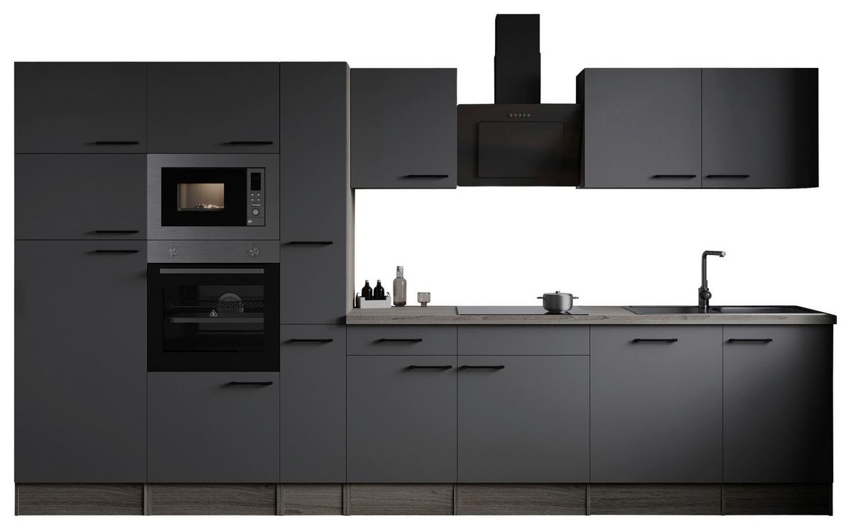 Küchenblock Oliver Grau, Eiche Dekor B: 370 Cm - Eichefarben/Eiche Artisan, Design, Holzwerkstoff (370cm) - Respekta