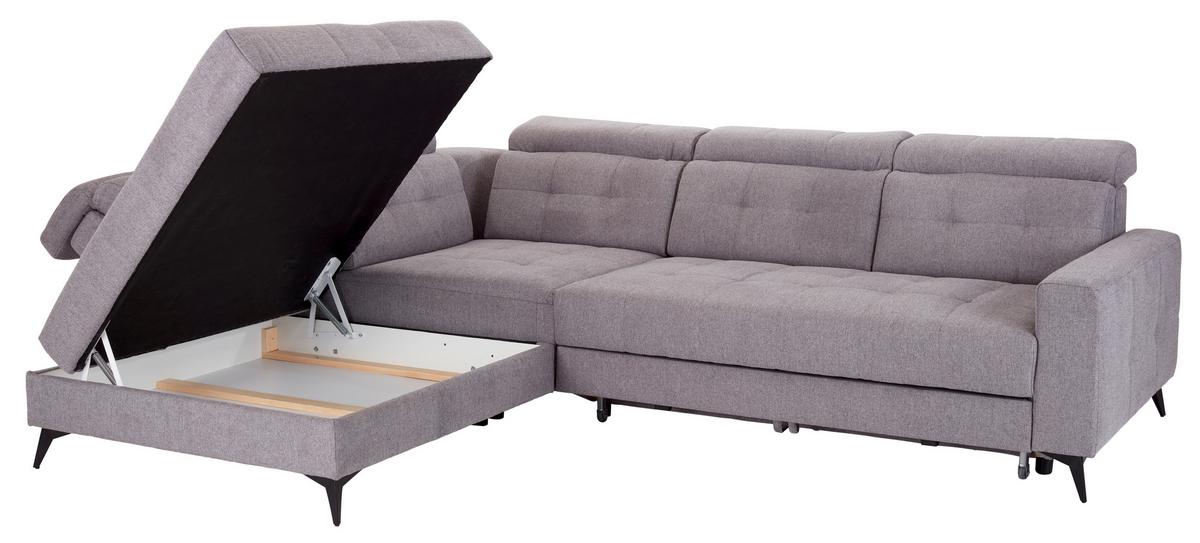 Ecksofa Mit Bettfunktion Barletta Grau - Schwarz/Grau, MODERN, Textil (228/289cm) - Luca Bessoni
