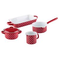 Kochtopfset 5-tlg. Emaill Backofengeeignet - Rot, Basics, Metall (48,5/28,5/24cm) - Riess